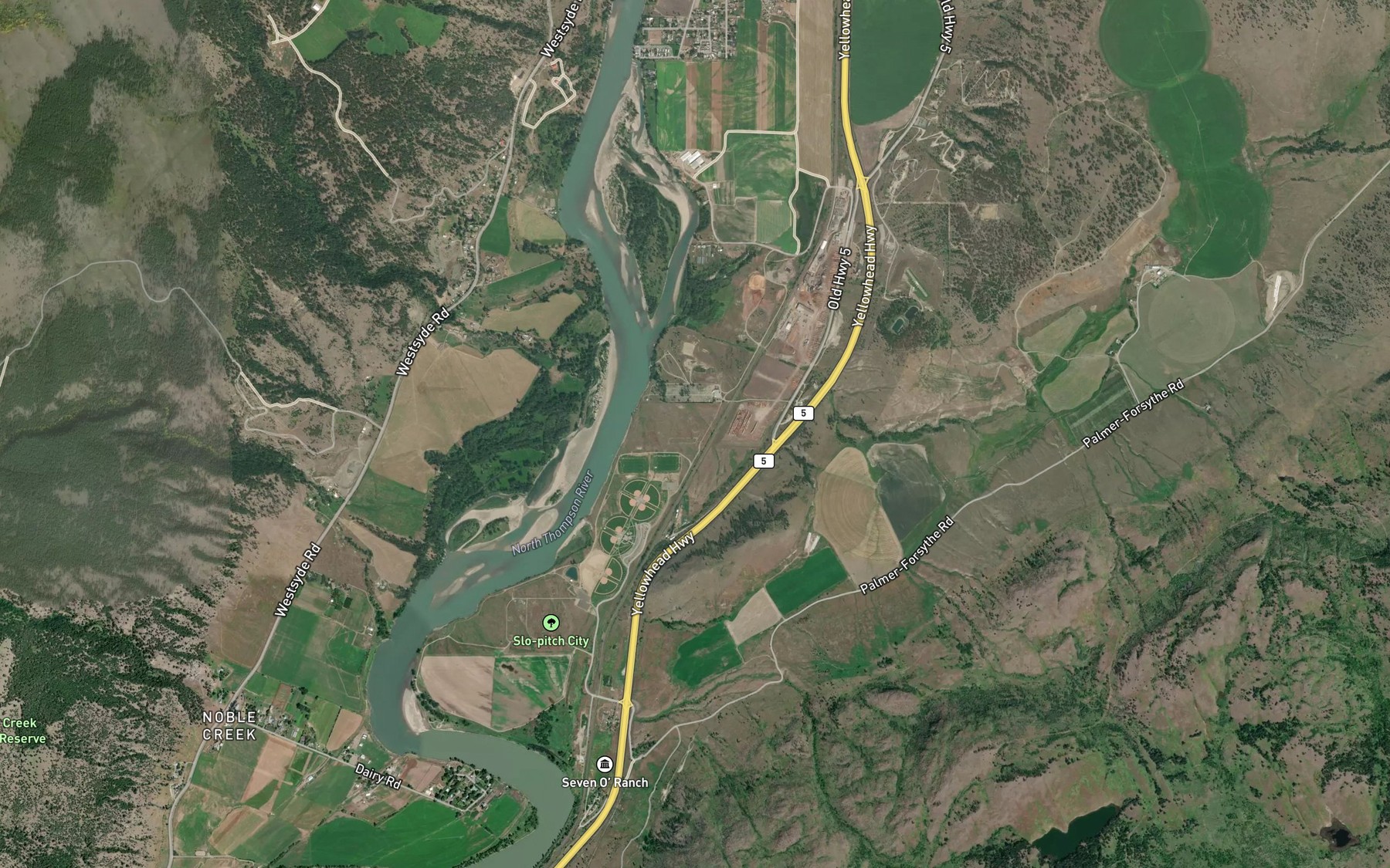 Satellite map of the Robbins Creek