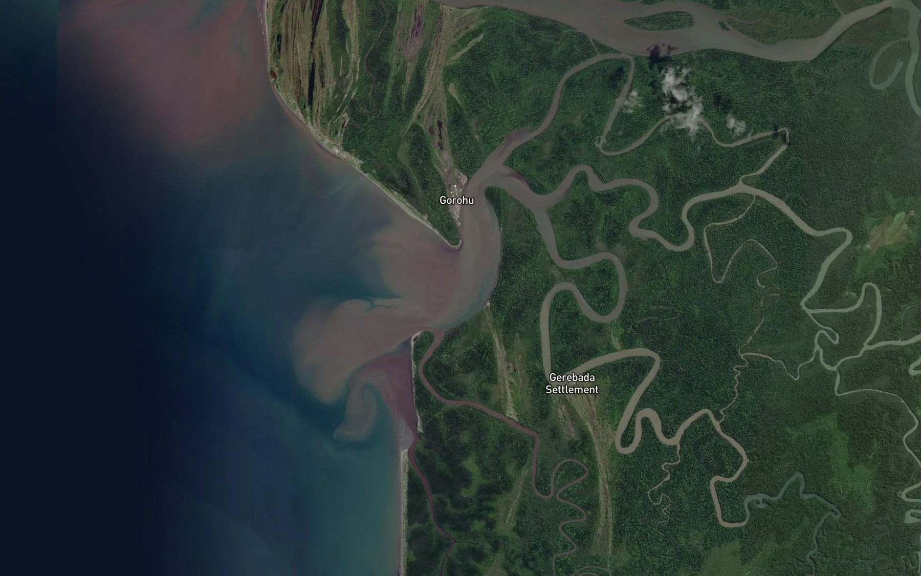 Satellite map of the Gorohu River