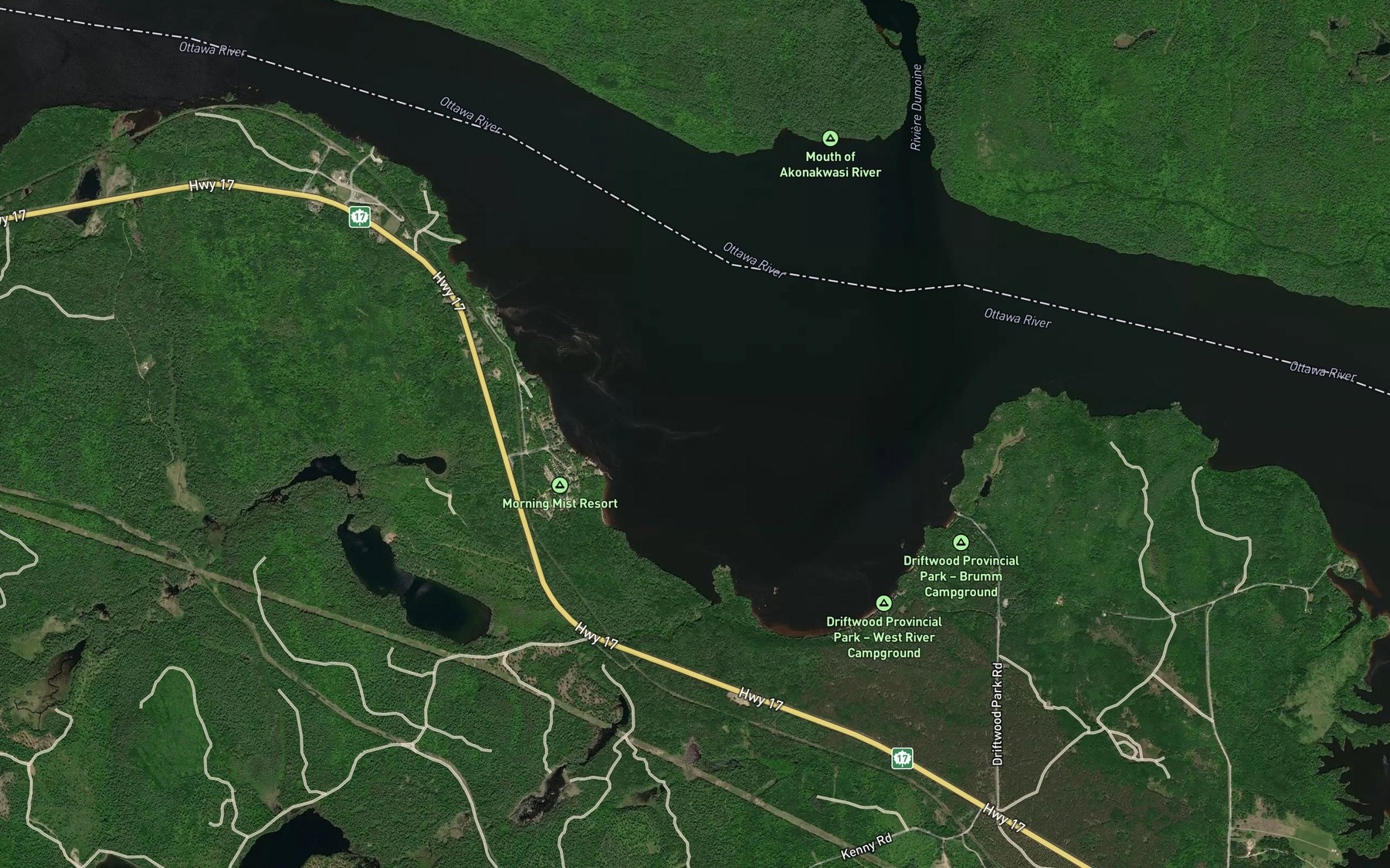 Satellite map of the Heeney Creek