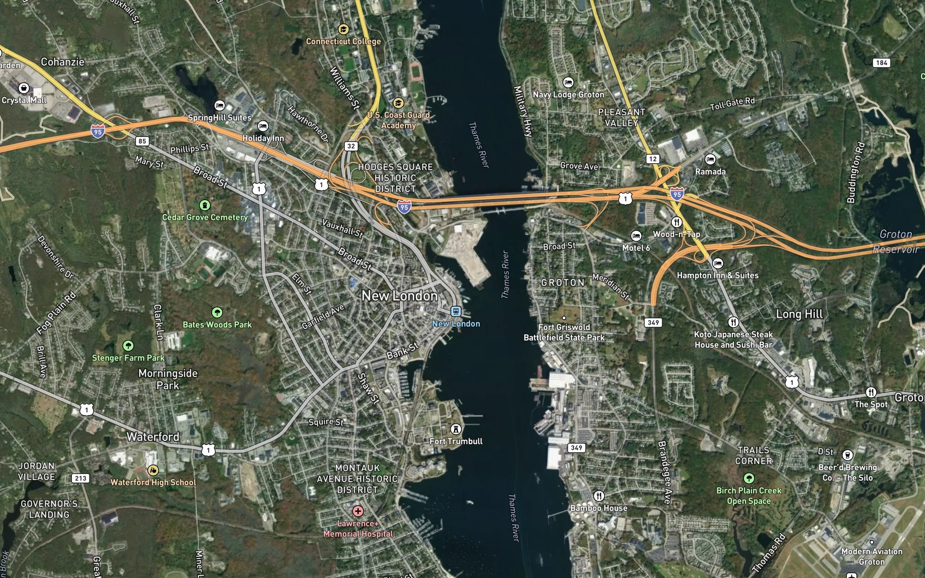 Satellite map of the Winthrop Cove