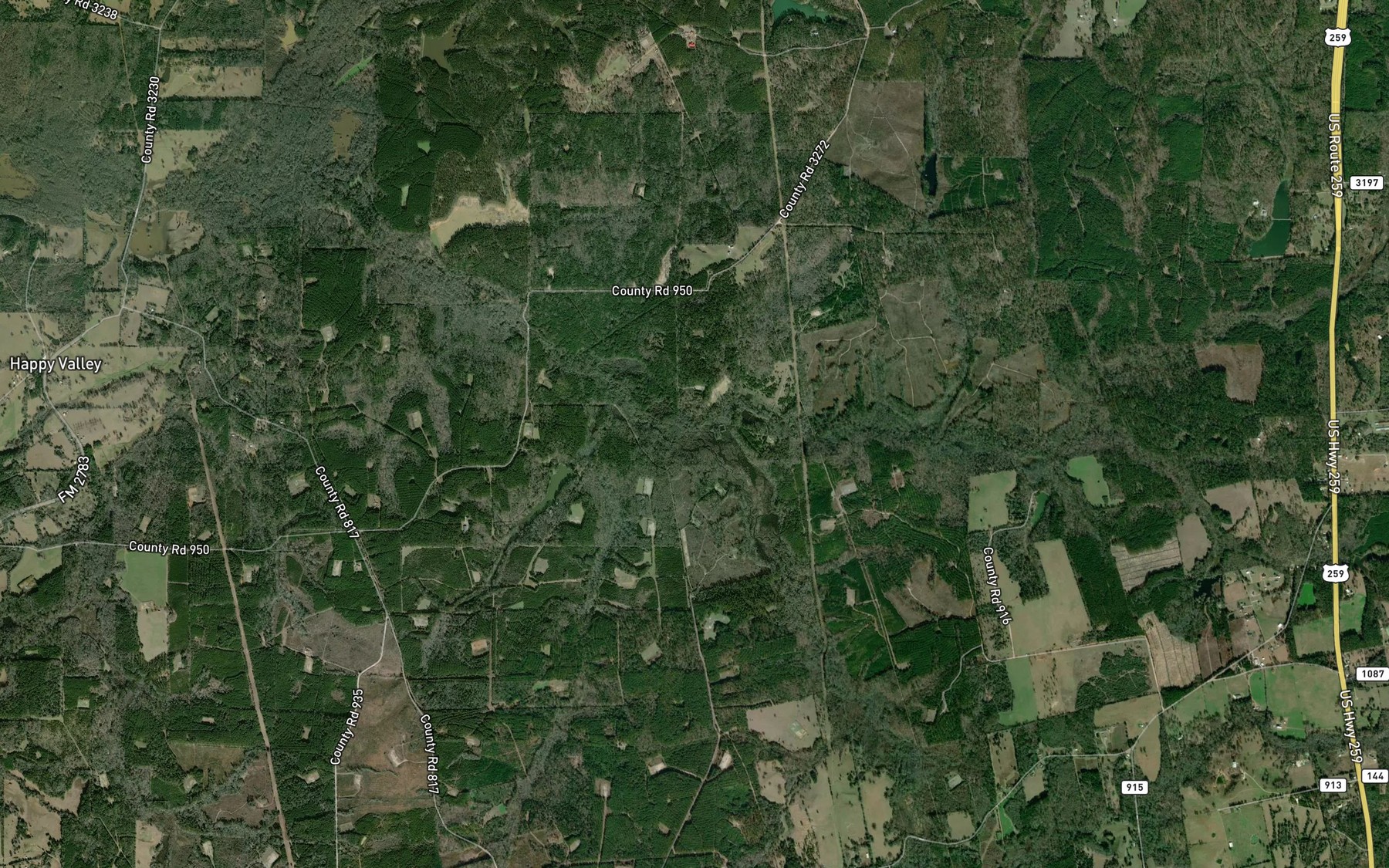 Satellite map of the Pen Creek
