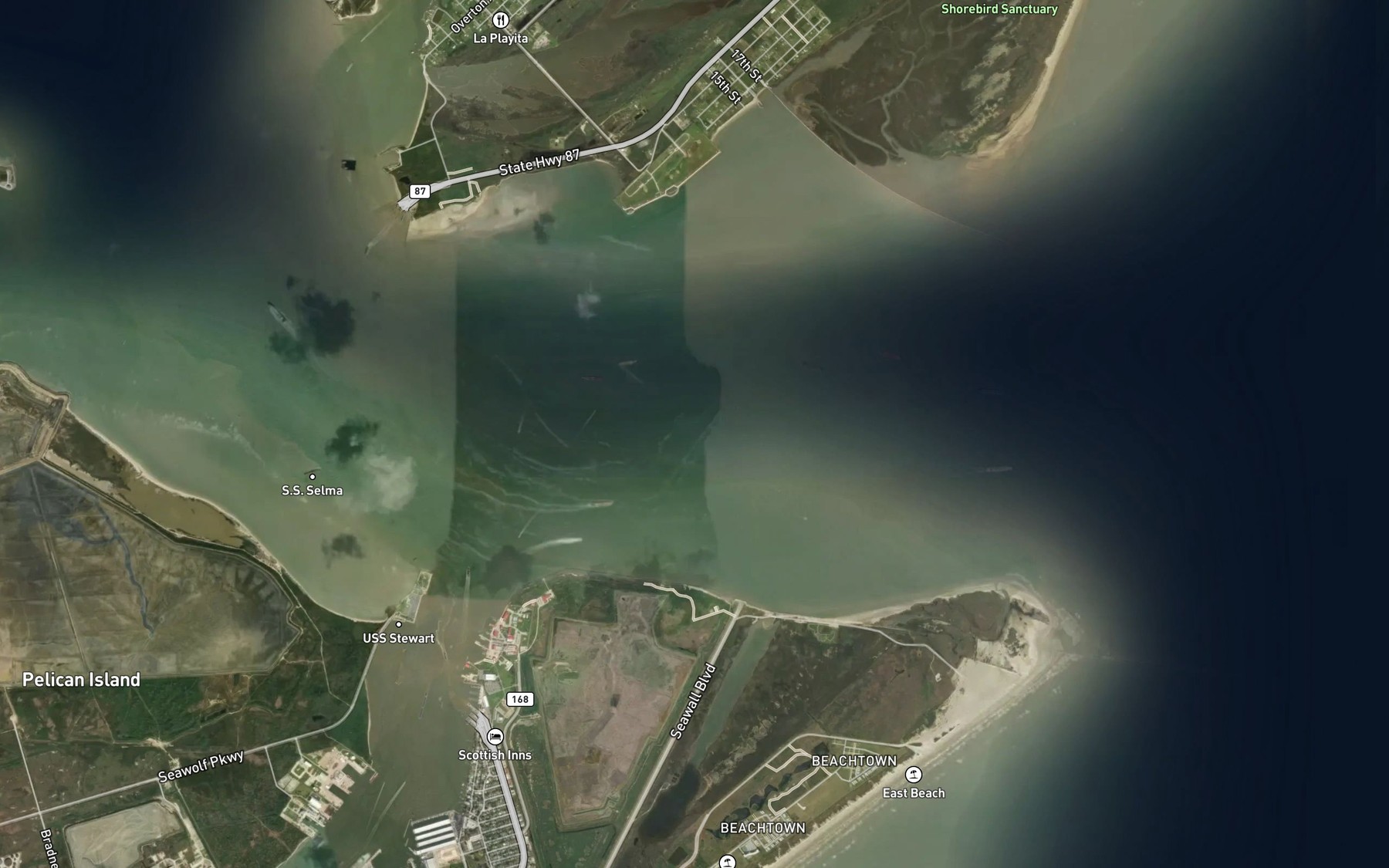 Satellite map of the Inner Bar Channel
