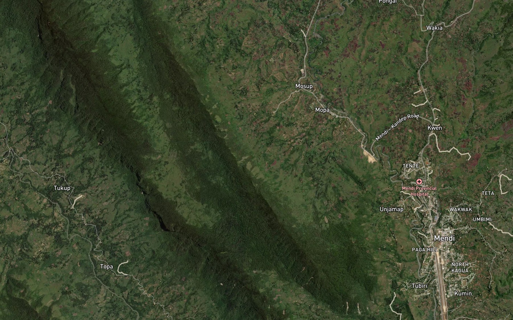 Satellite map of the Waburu River