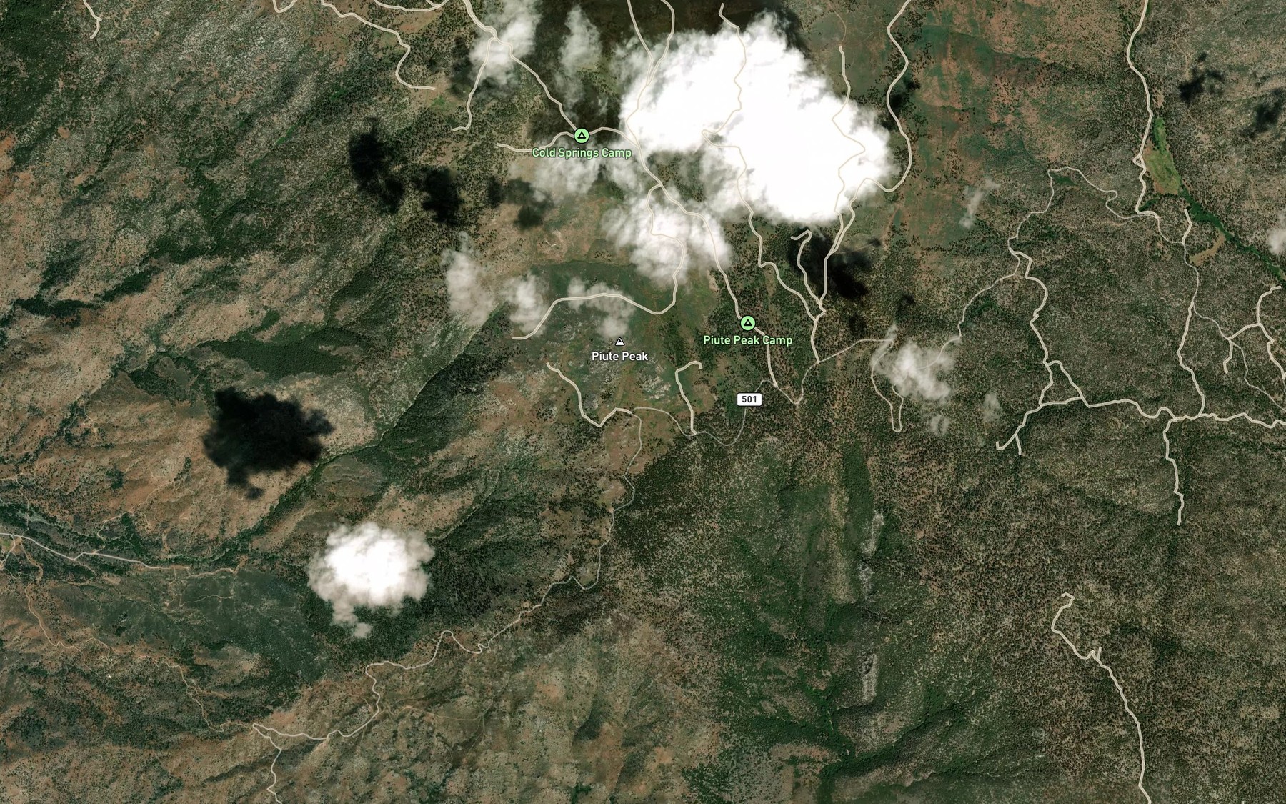 Satellite map of the Piute Spring