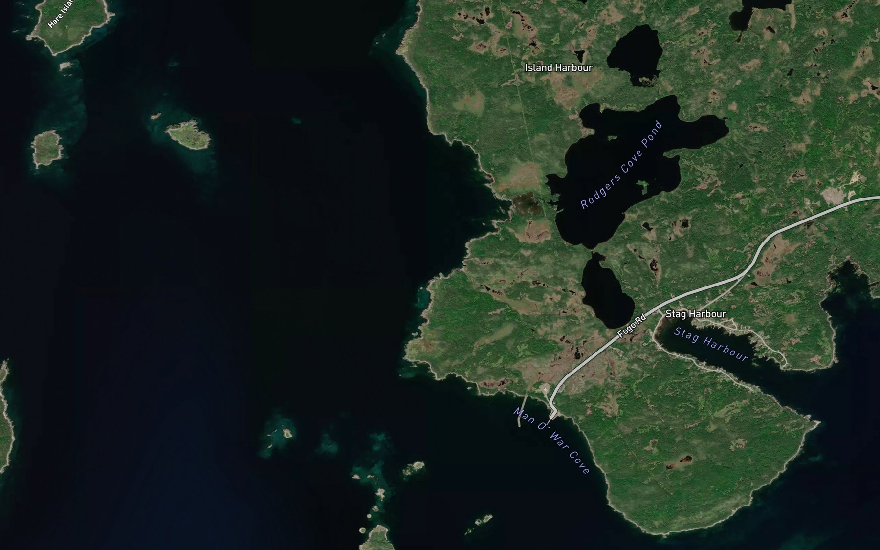 Satellite map of the Rogers Cove