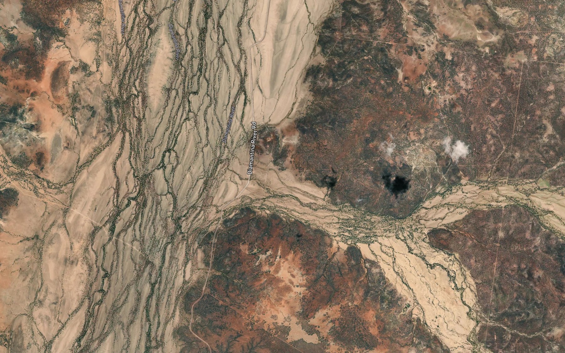 Satellite map of the Owens Creek