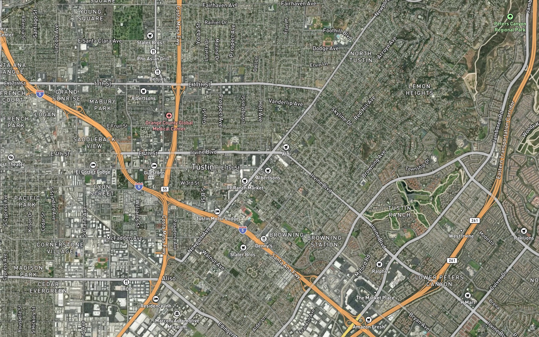 Satellite map of the El Modena Irvine Channel