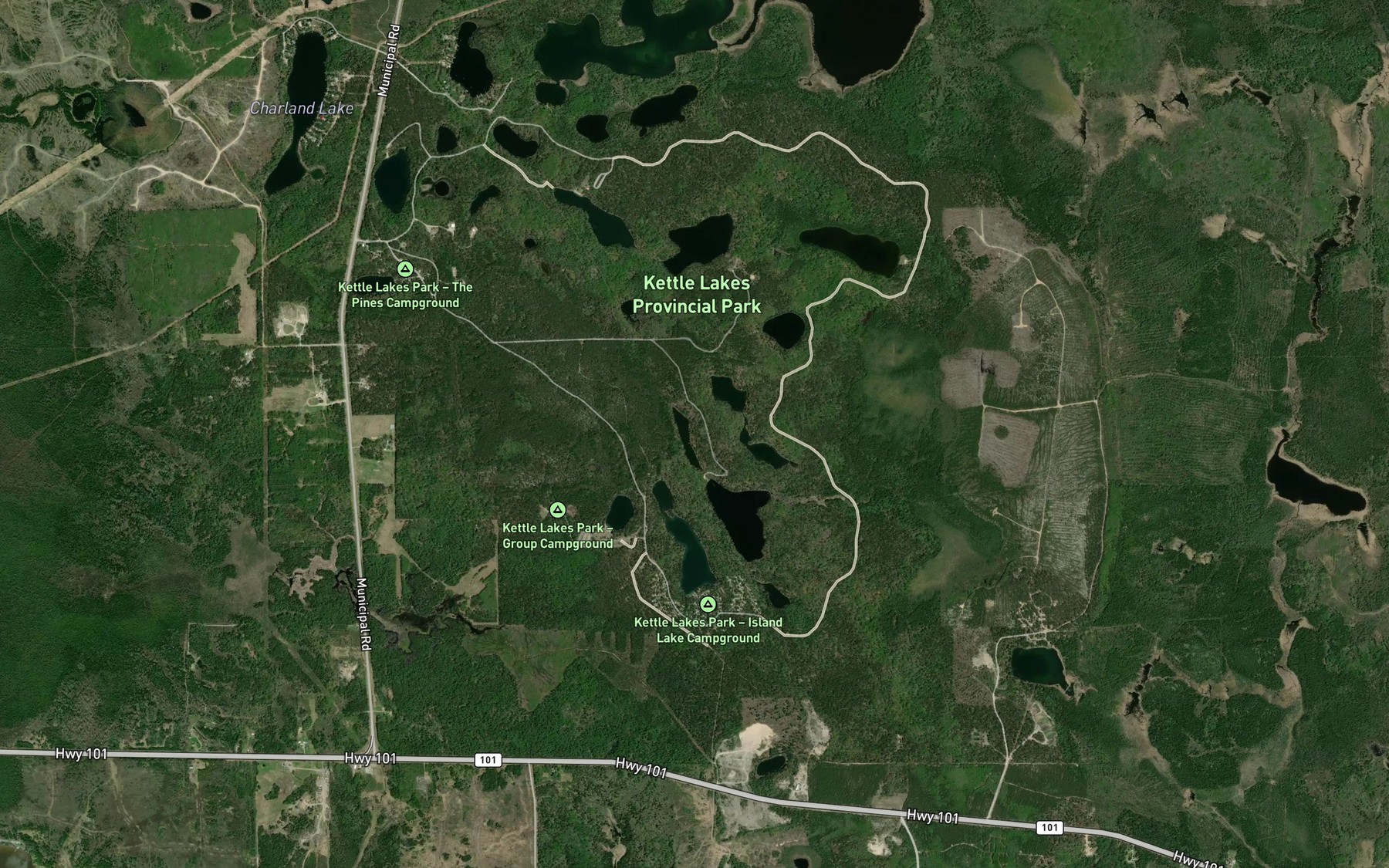 Satellite map of the Cub Lake