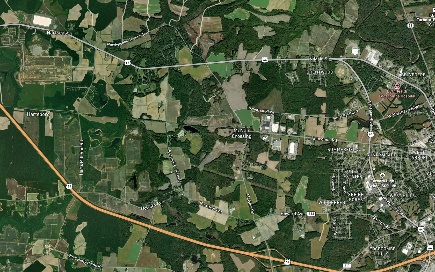 Satellite map of the Raccoon Branch