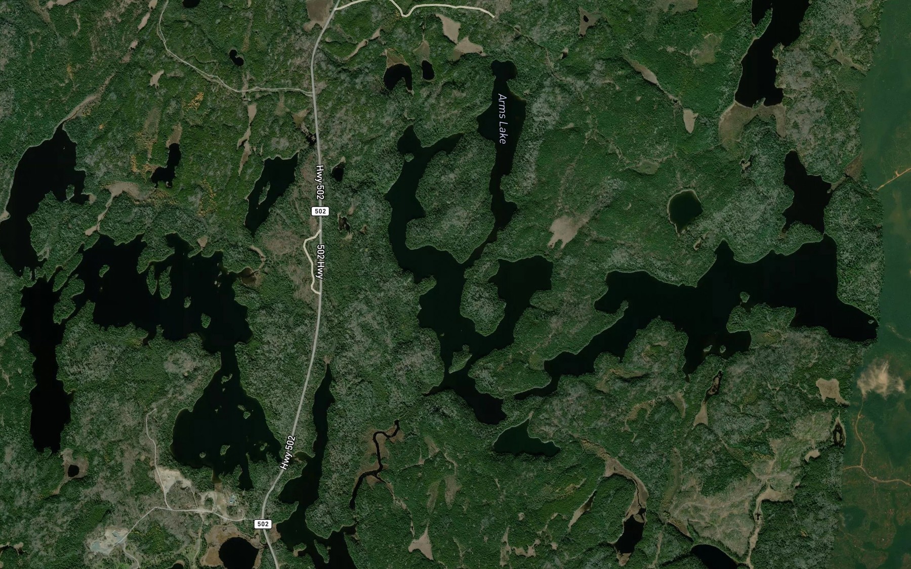 Satellite map of the Arms Lake