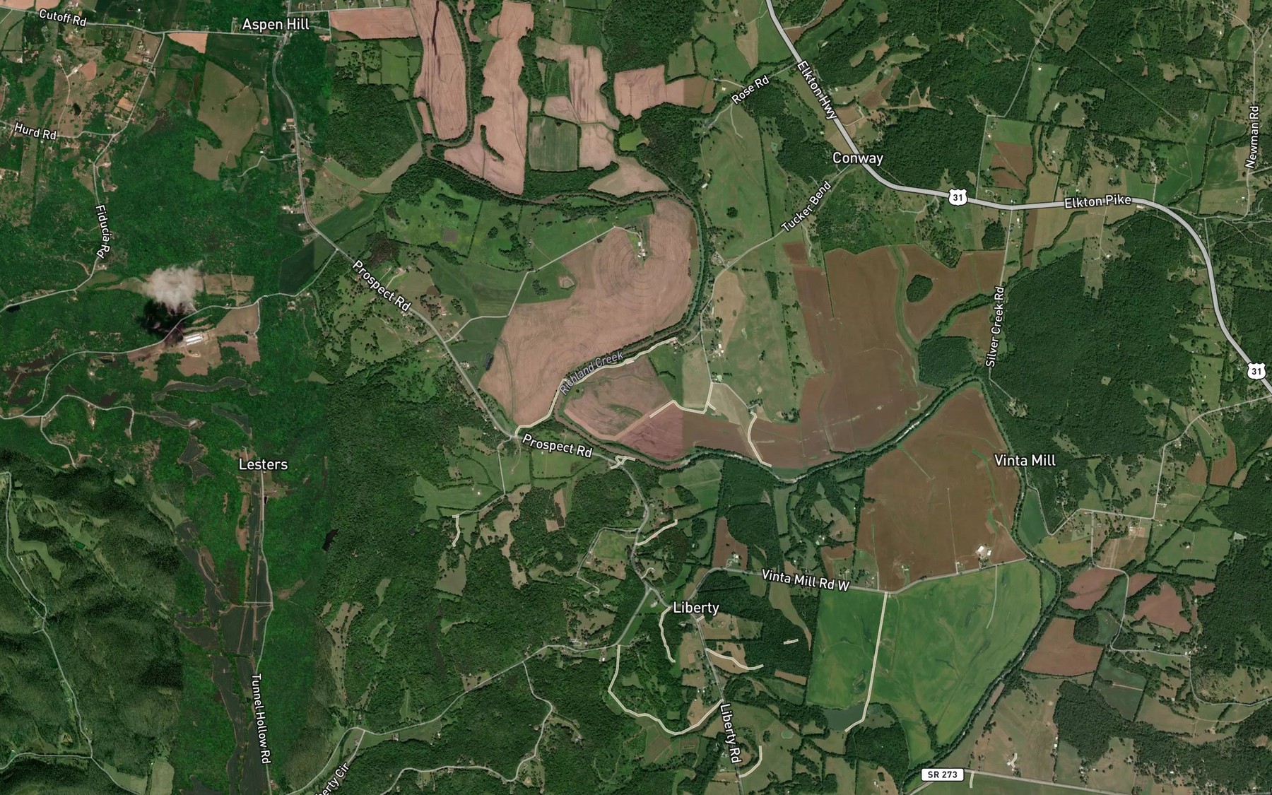 Satellite map of the Tucker Bend