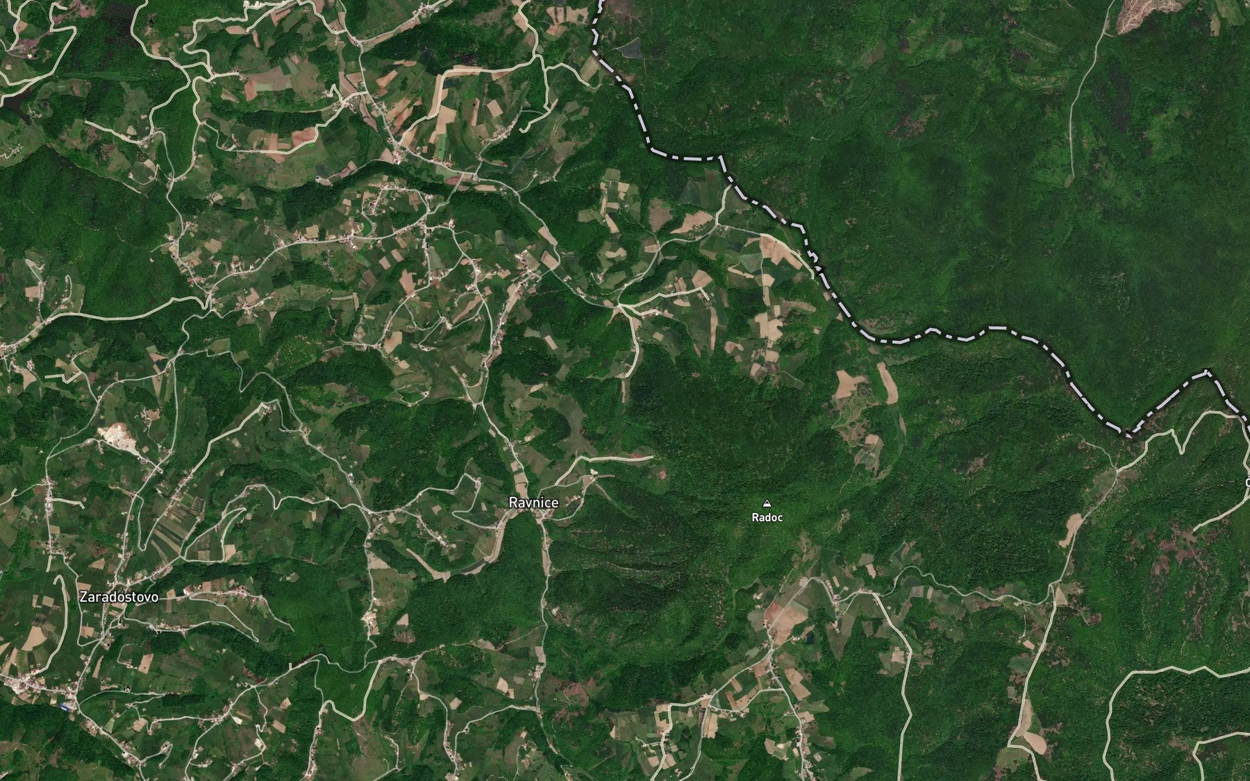 Satellite map of the Jezera