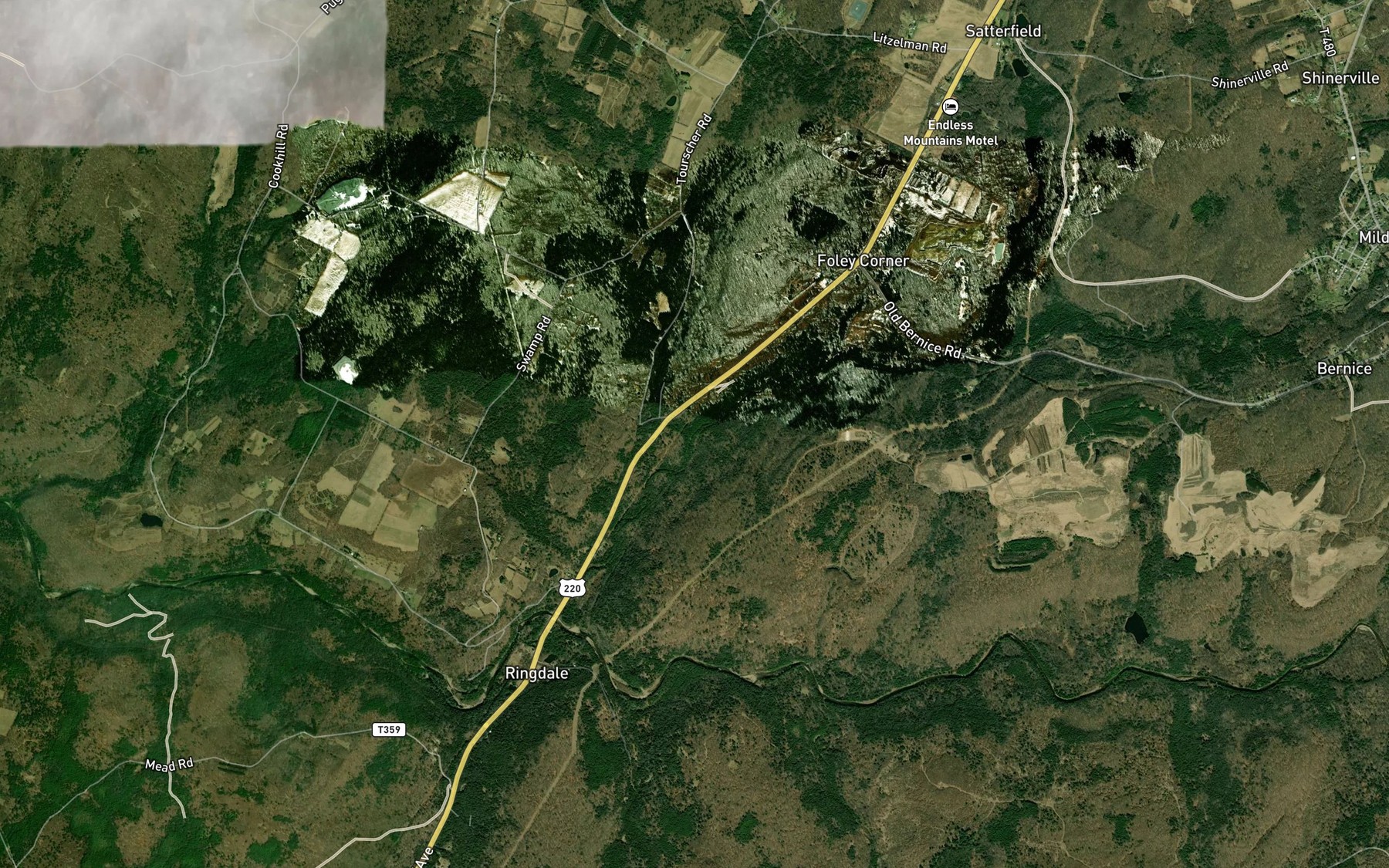 Satellite map of the Rock Run