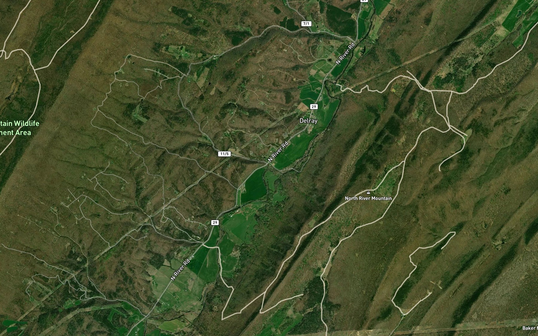 Satellite map of the Lick Run