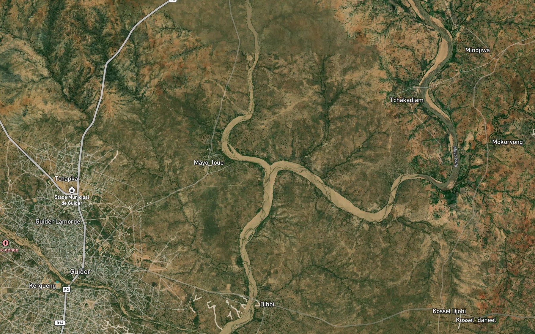 Satellite map of the Mayo Larbak