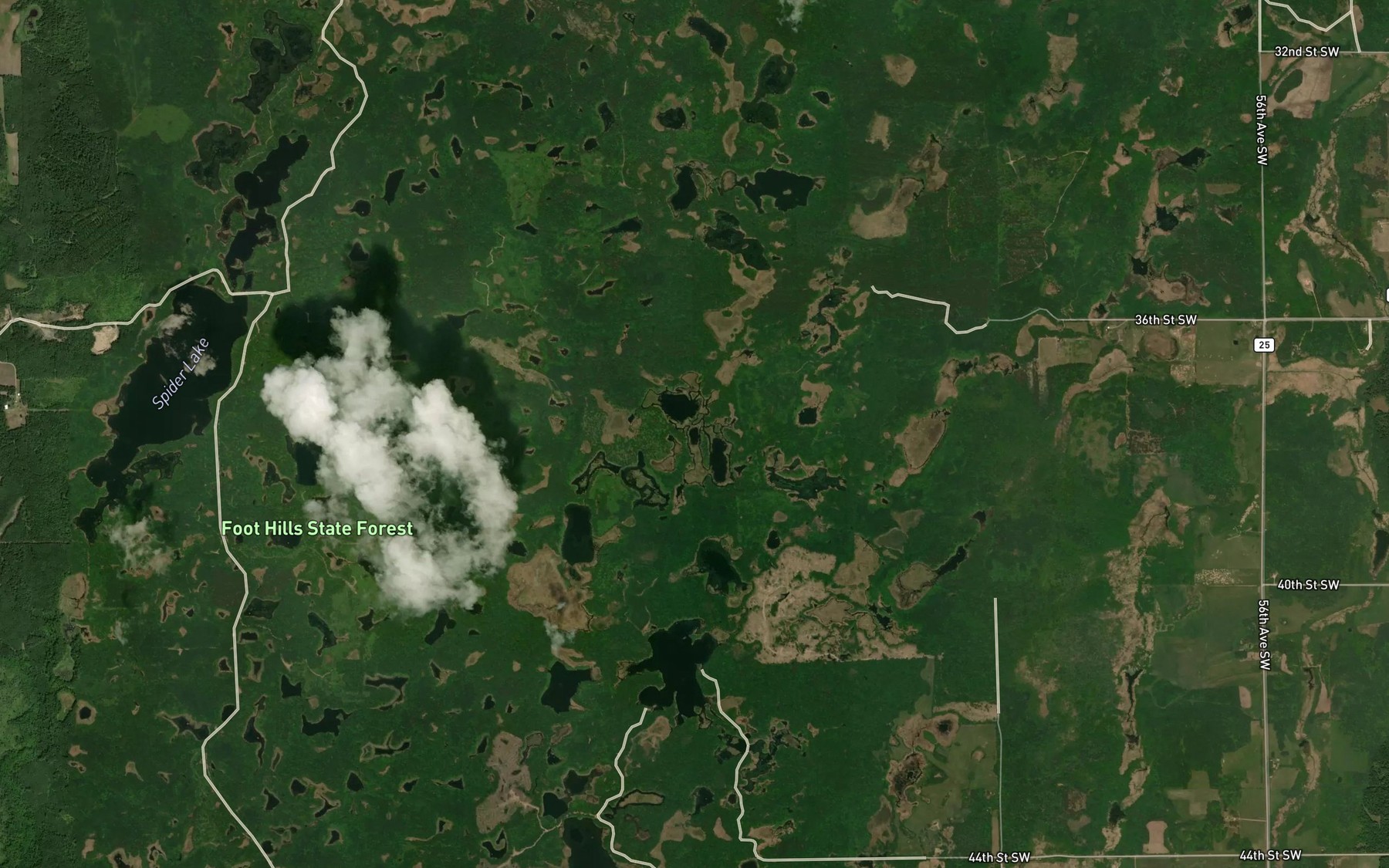 Satellite map of the Pony Lake
