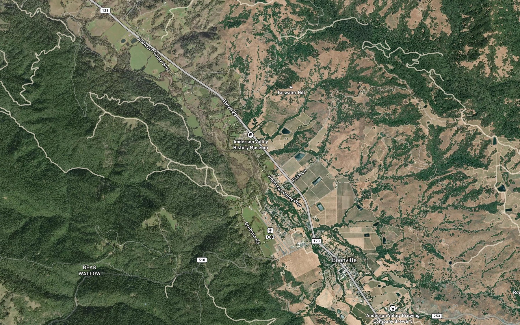 Satellite map of the Graveyard Creek