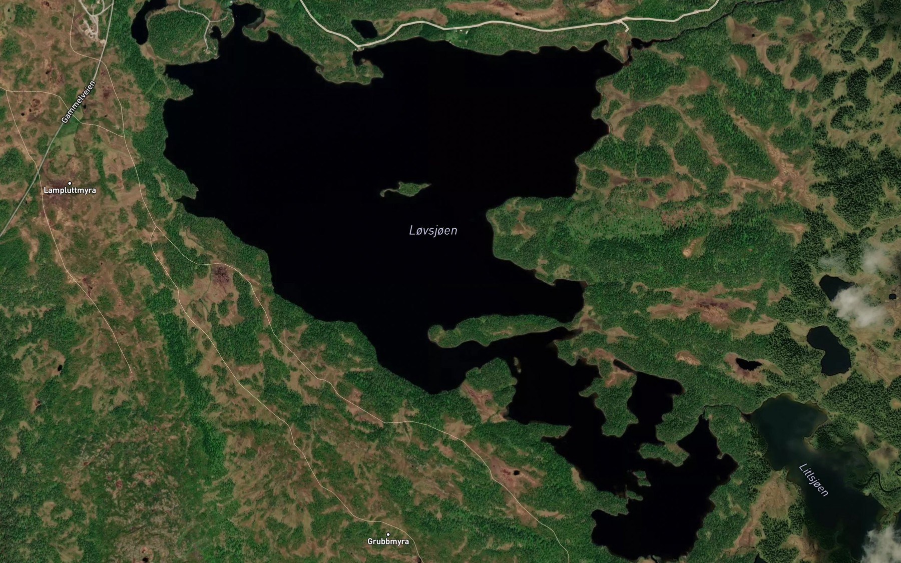 Satellite map of the Lovsjoen