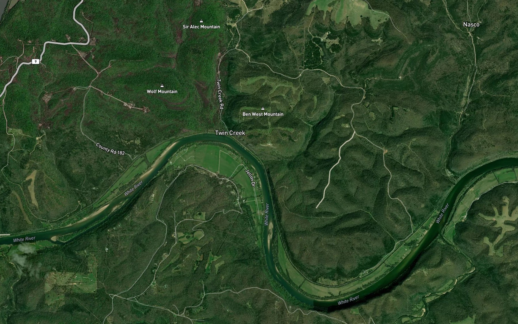 Satellite map of the Dry Creek