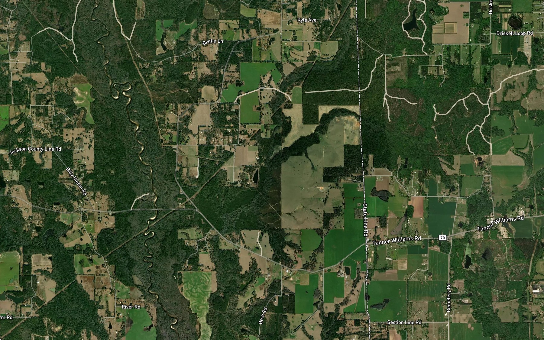 Satellite map of the Toms Branch