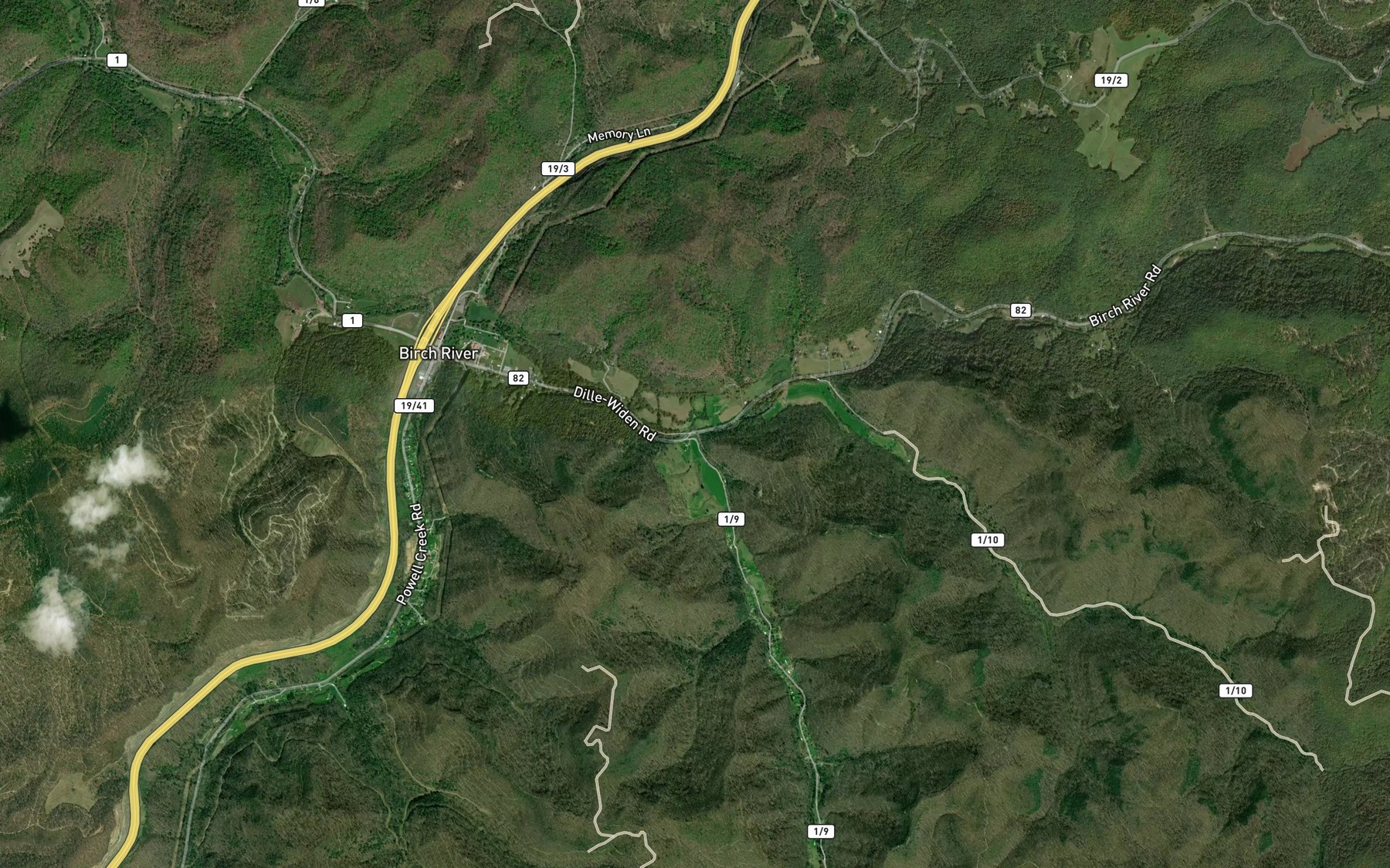 Satellite map of the Anthony Creek
