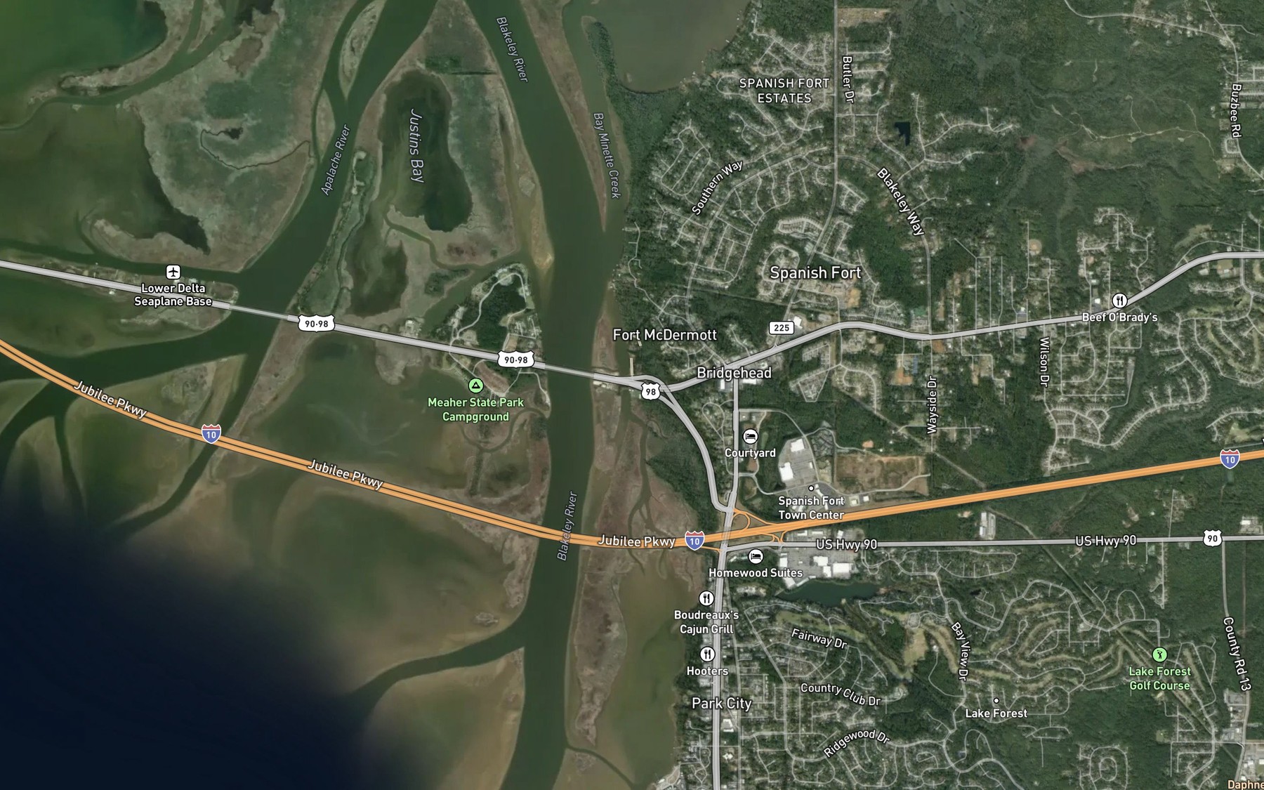 Satellite map of the Shellbank River
