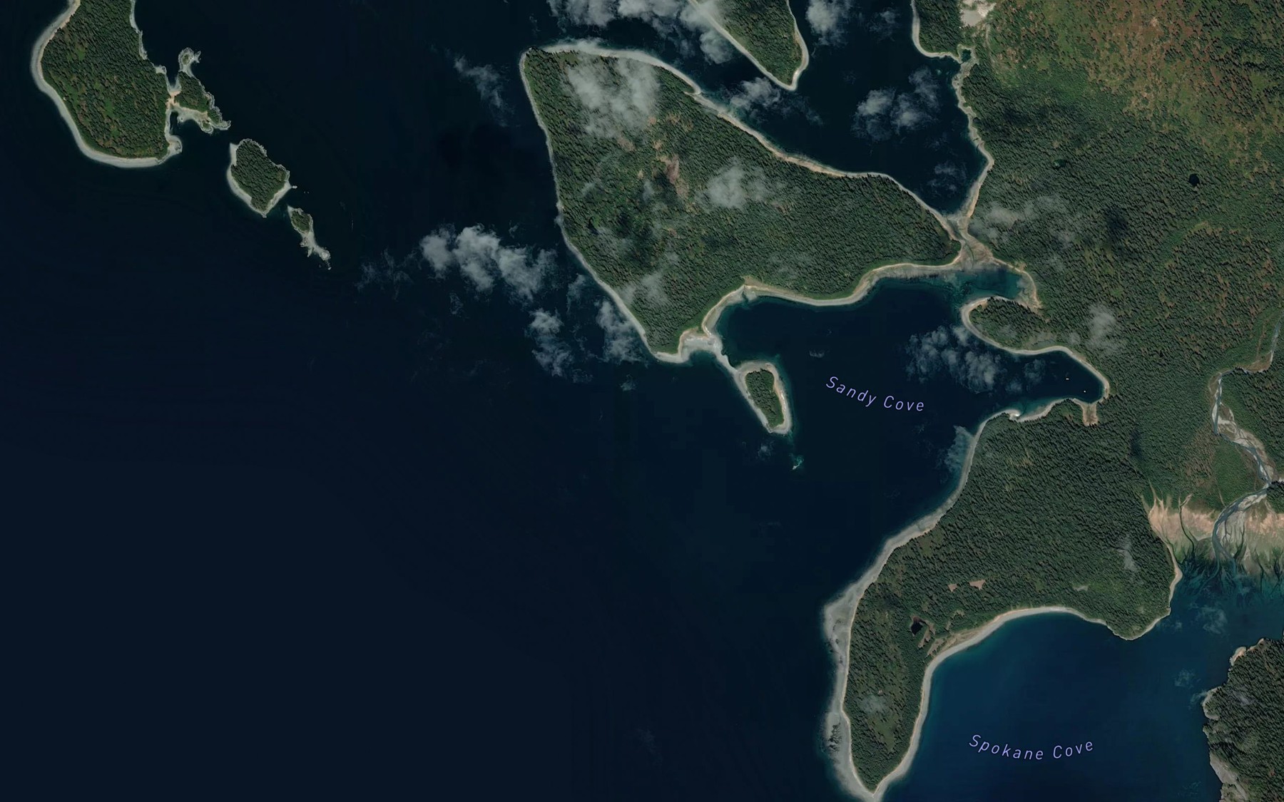 Satellite map of the South Sandy Cove