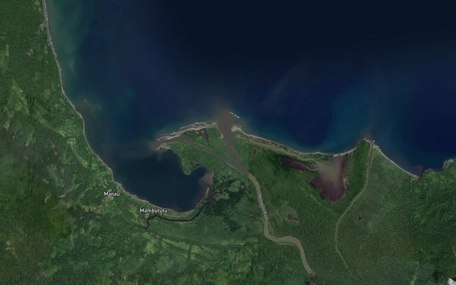 Satellite map of the Mambare River