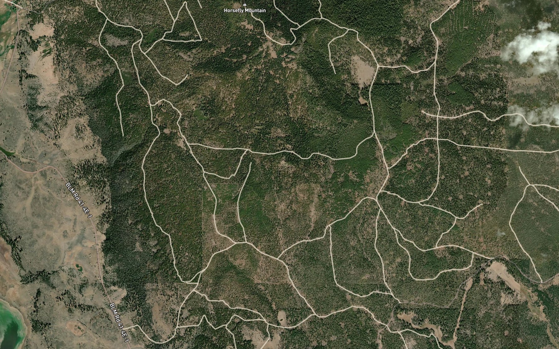 Satellite map of the Horsefly Reservoir