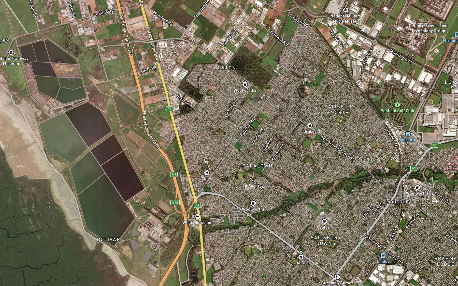 Satellite map of the Burton Road Wetland