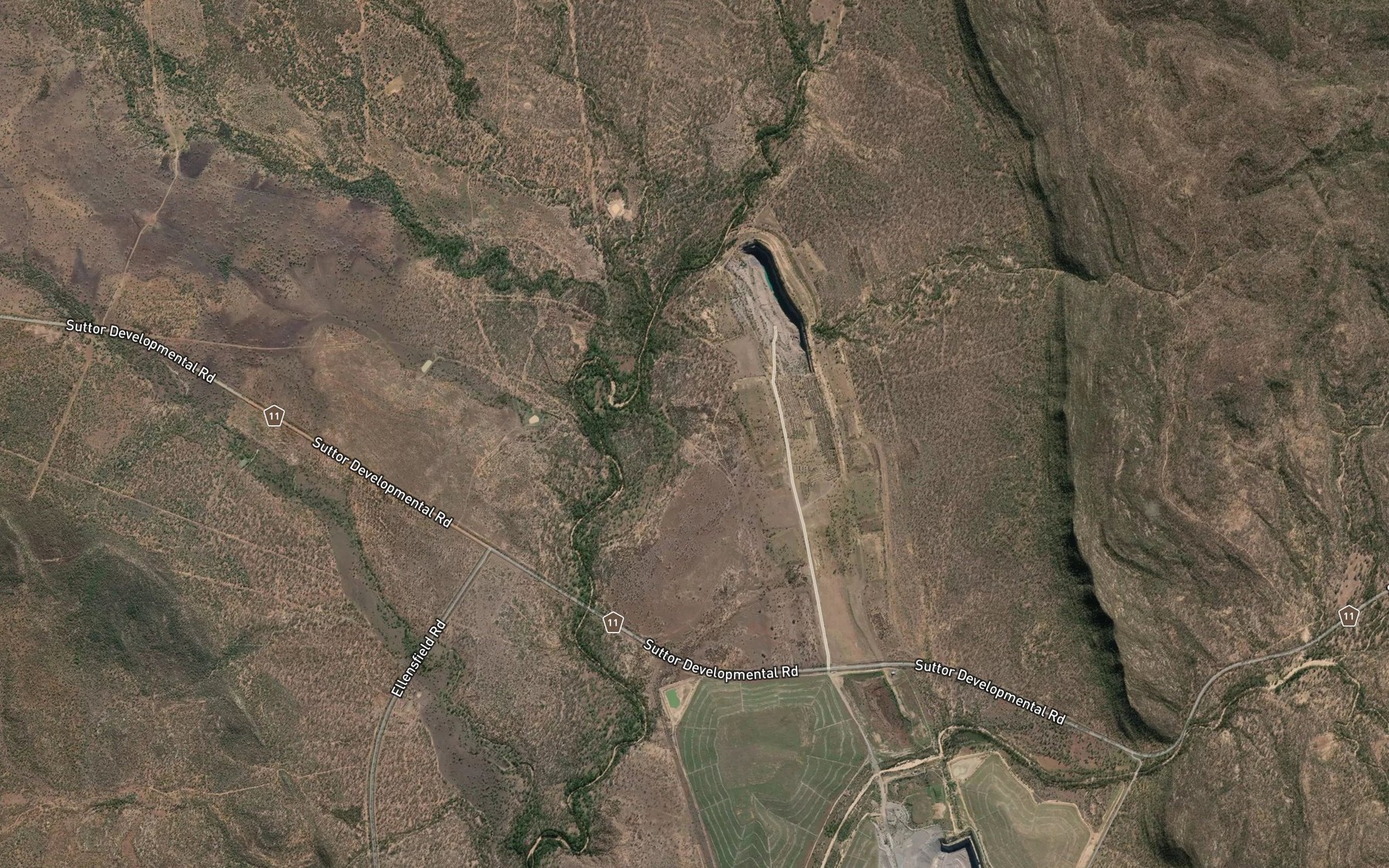 Satellite map of the Hill Creek