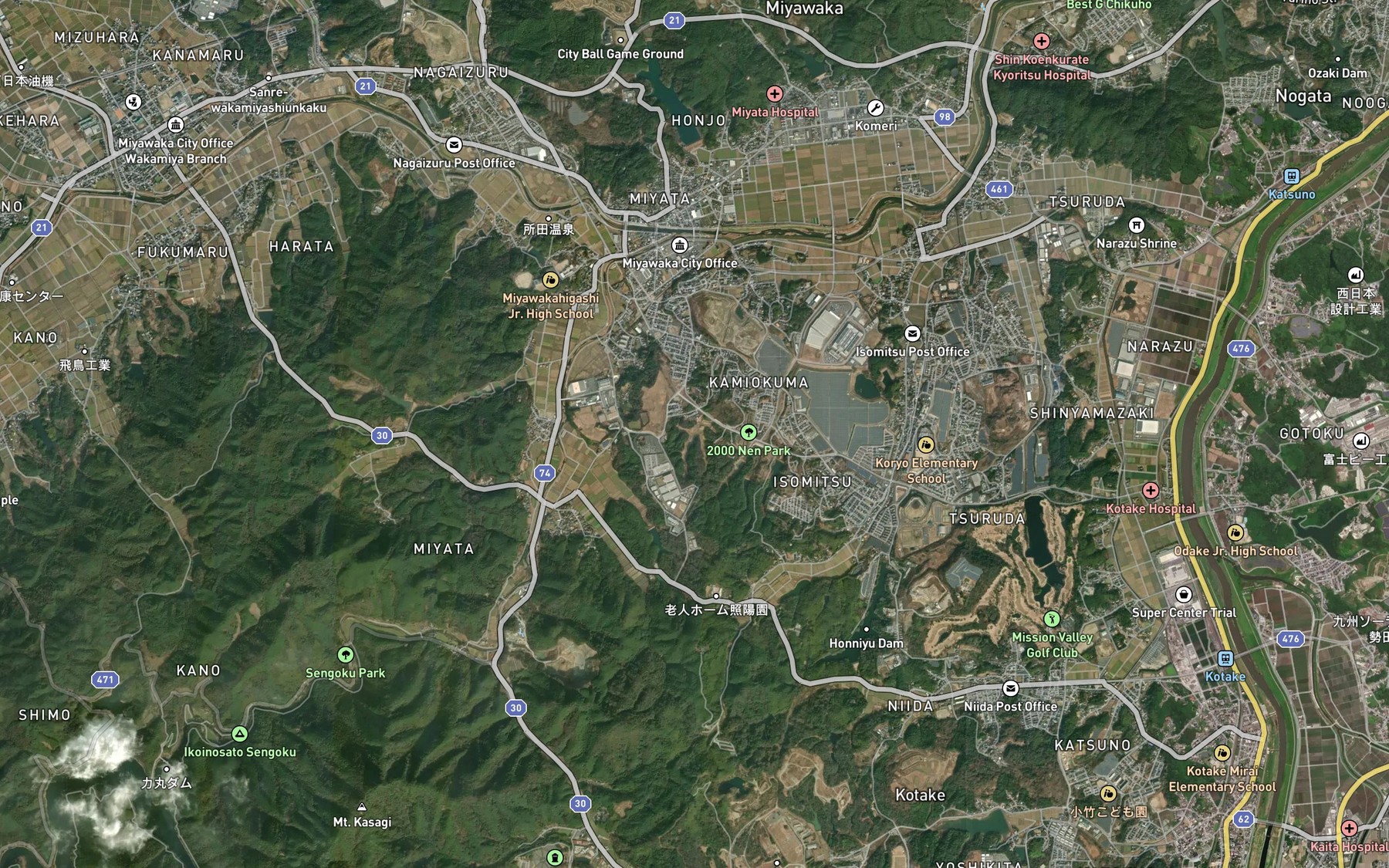 Satellite map of the Yanagi Ike