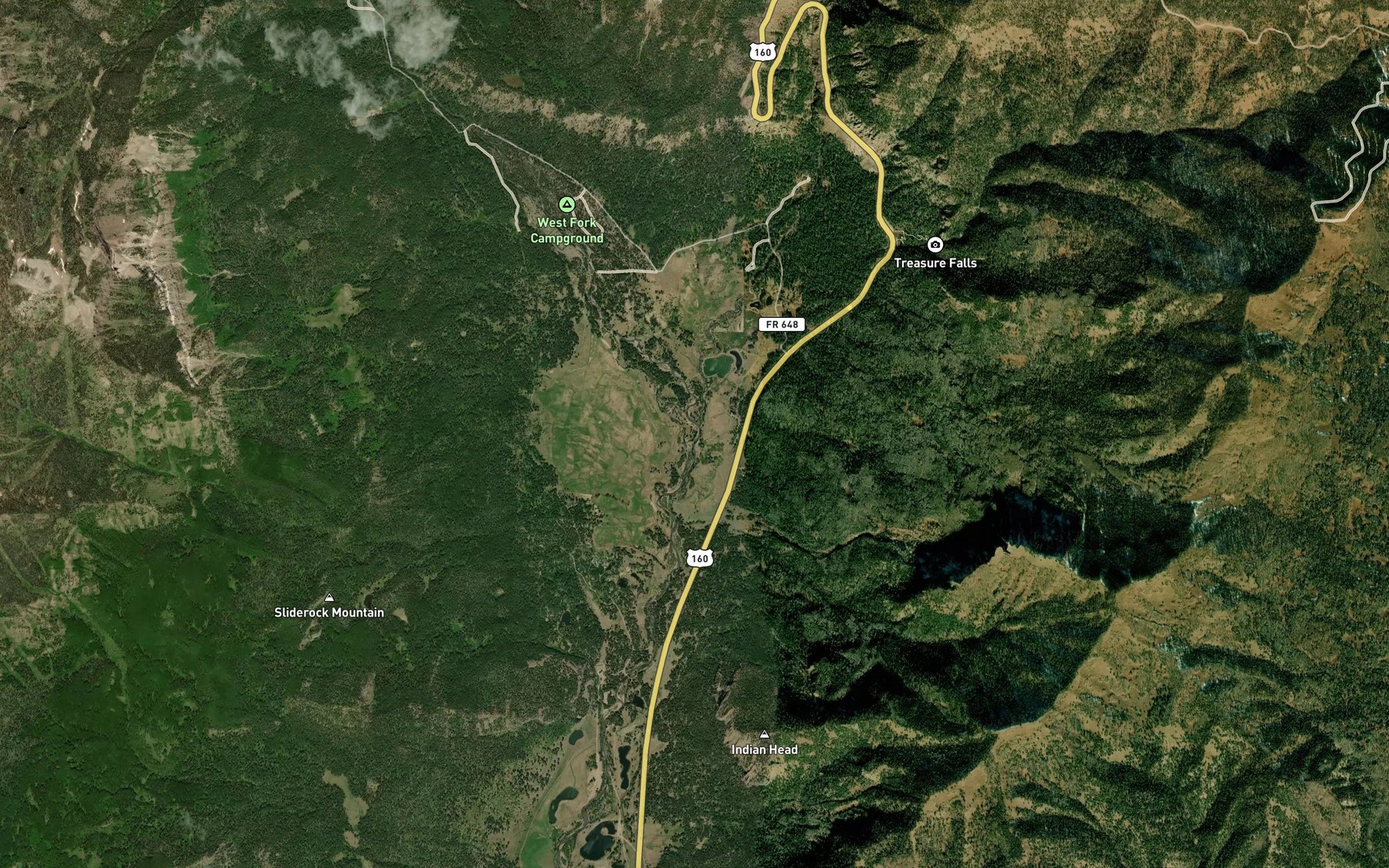 Satellite map of the Wolf Creek