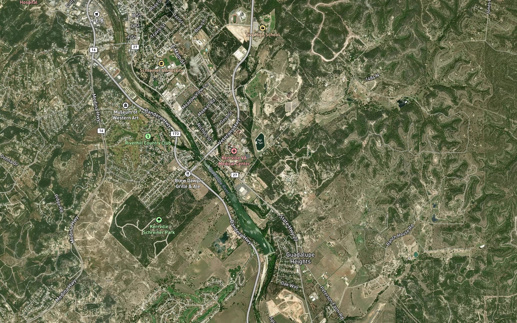 Satellite map of the Second Creek