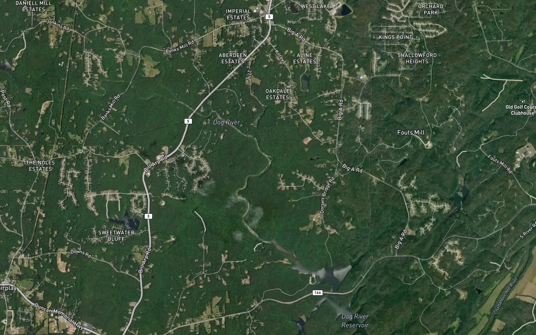 Satellite map of the Yellow Rock Creek
