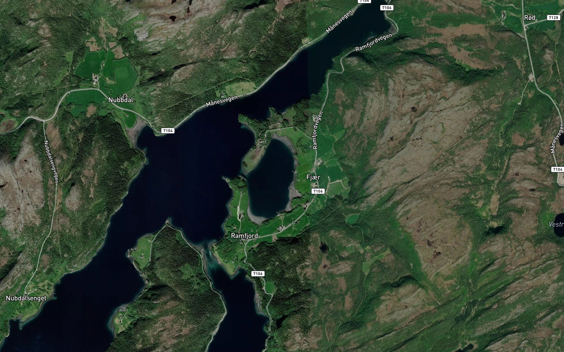 Satellite map of the Fjaerbotn