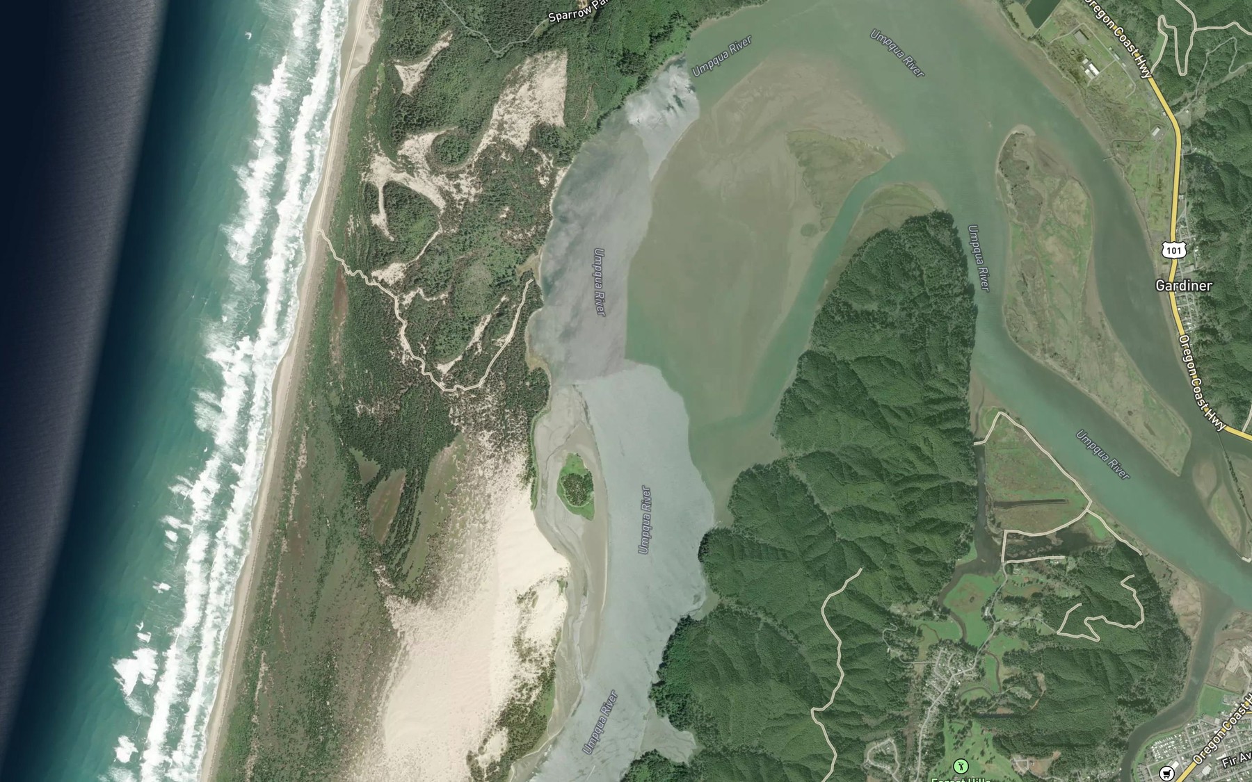 Satellite map of the Barretts Range Channel