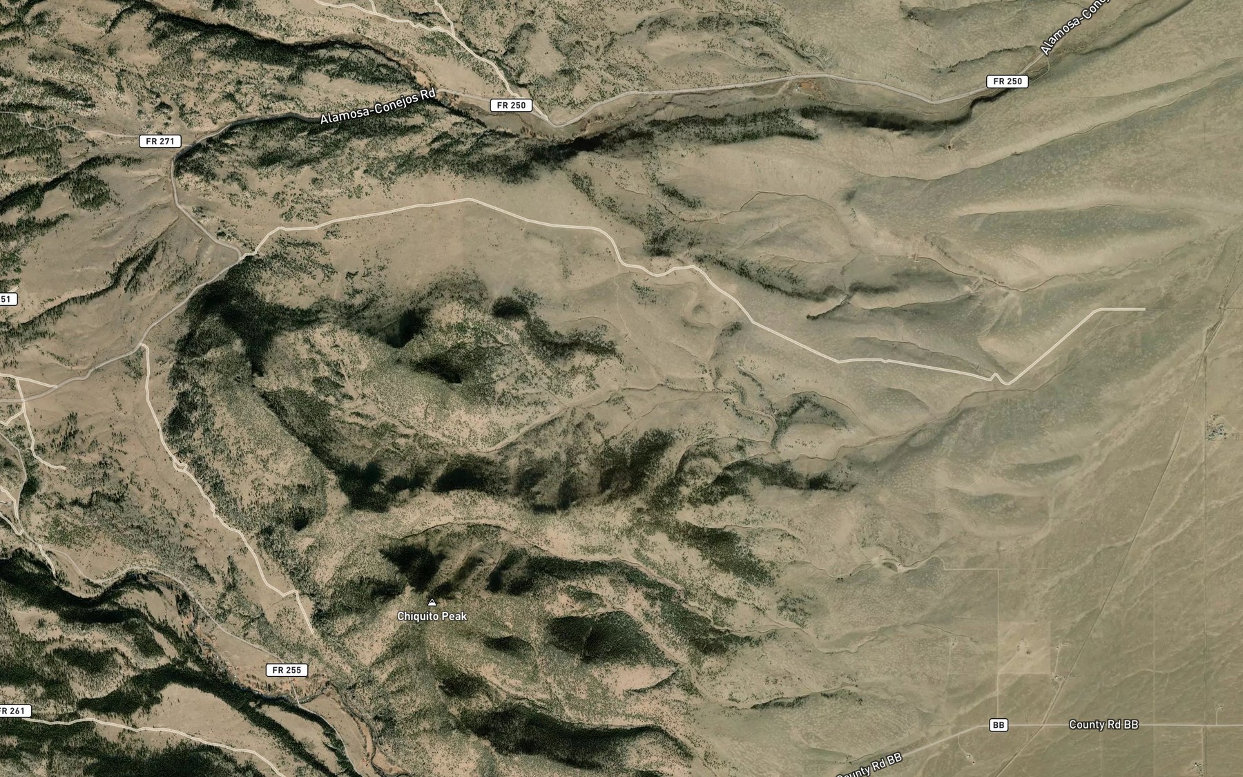 Satellite map of the Pine Squirrel Reservoir
