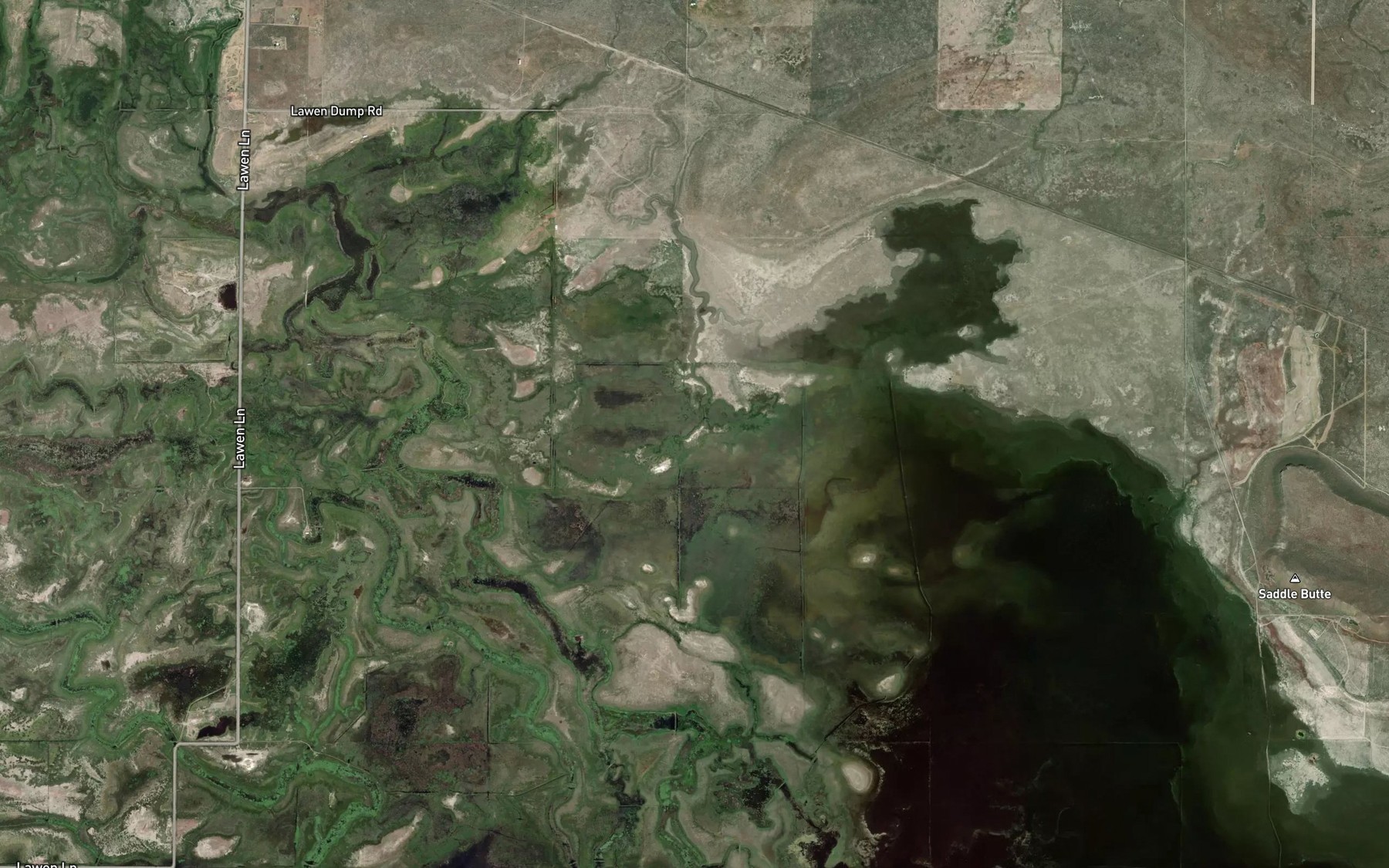 Satellite map of the Malheur Slough (historical)