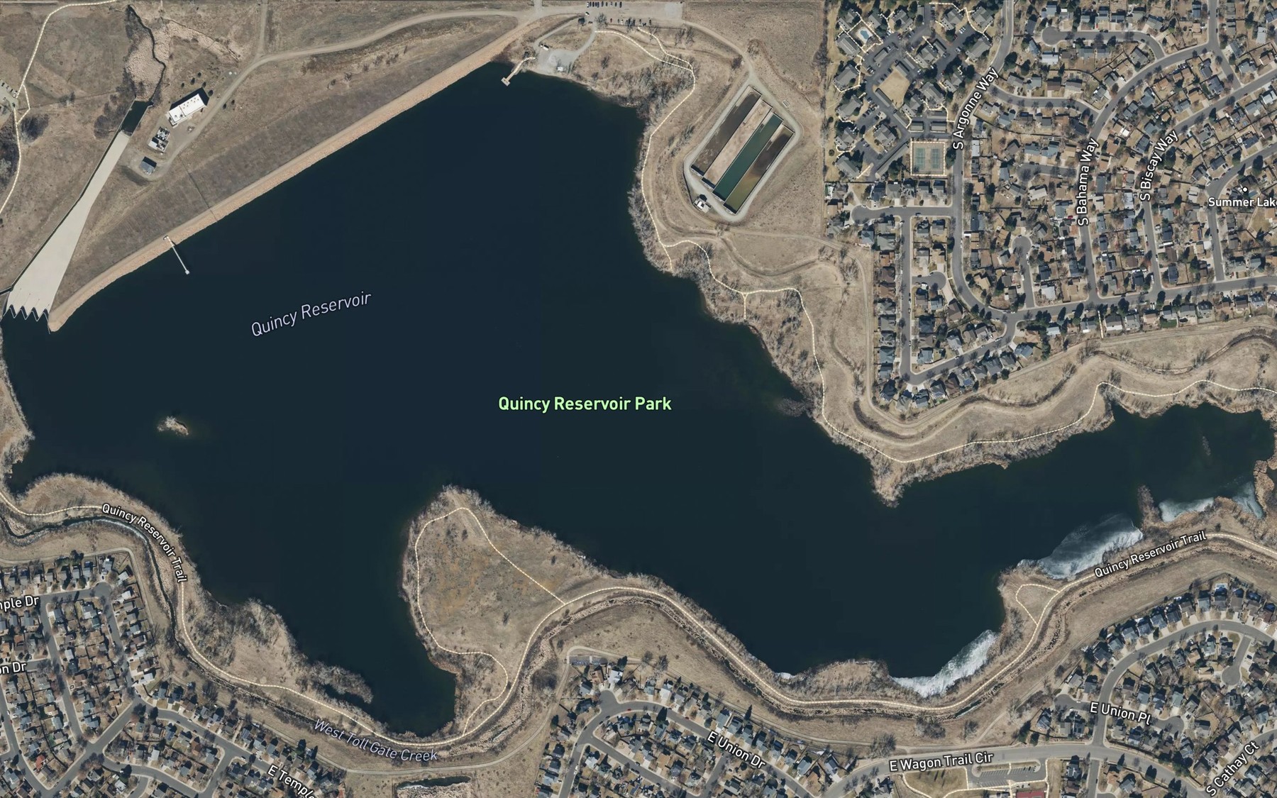 Satellite map of the Quincy Reservoir