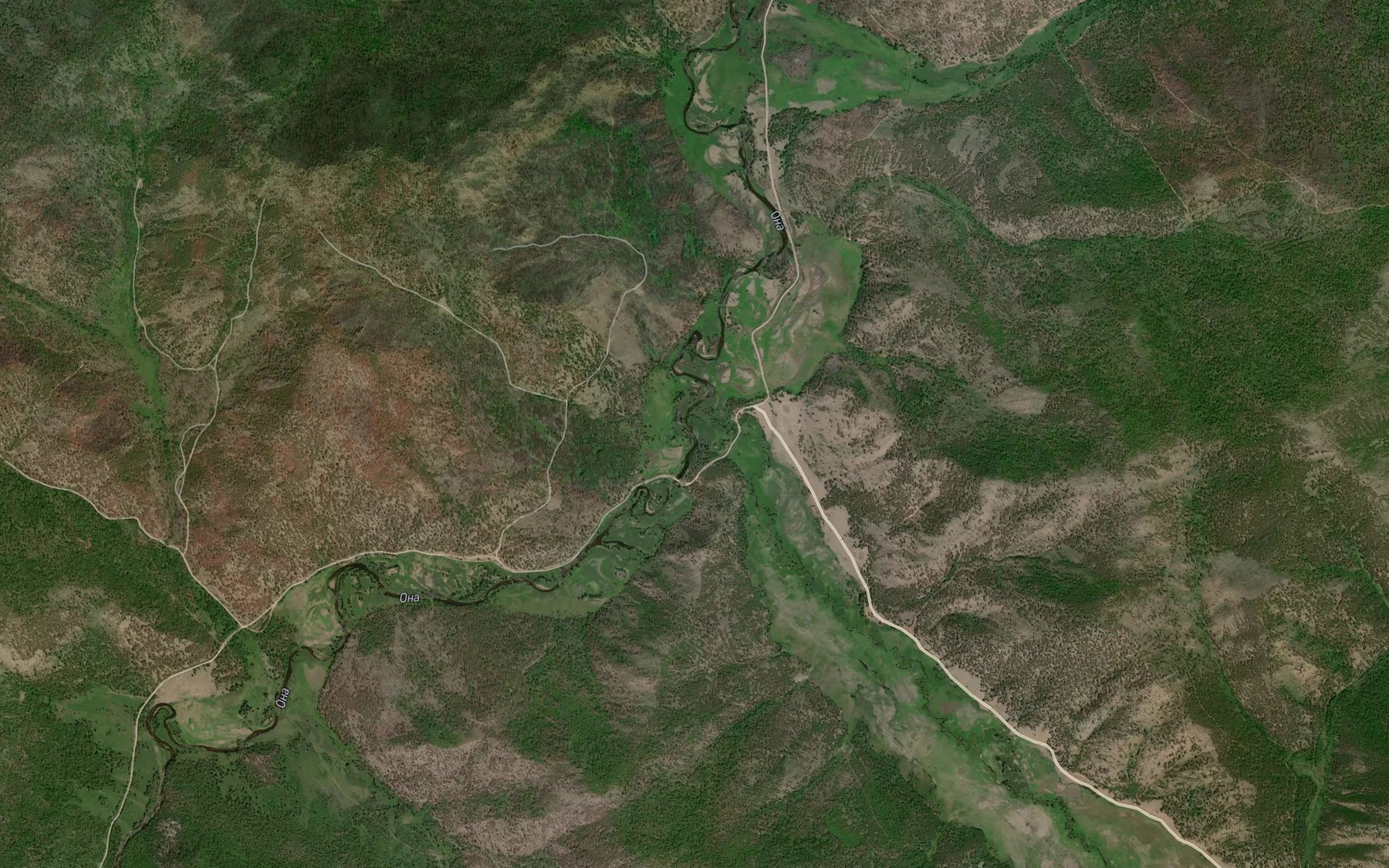 Satellite map of the Verkhnyaya Khybykta