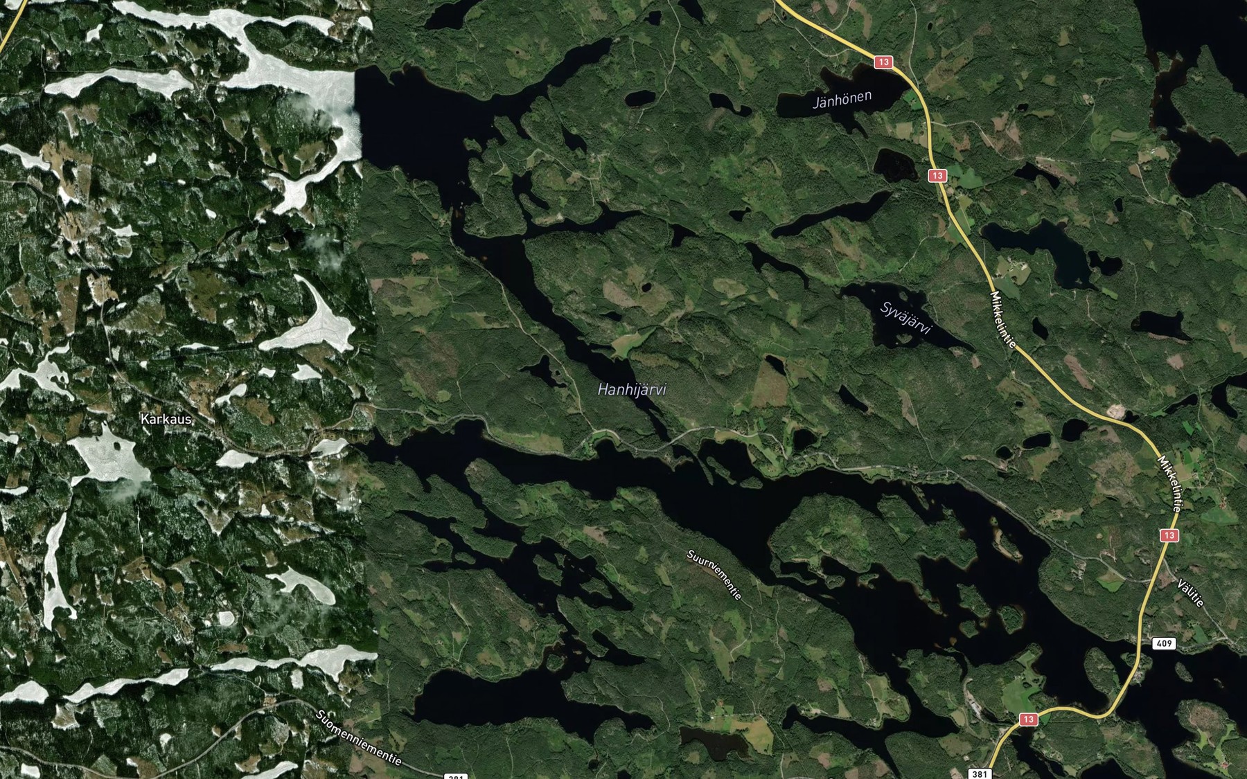 Satellite map of the Hanhijarvi