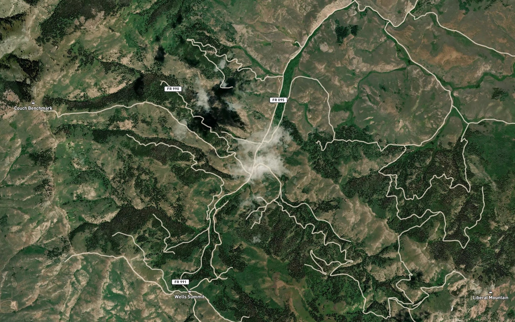 Satellite map of the Cannonball Creek