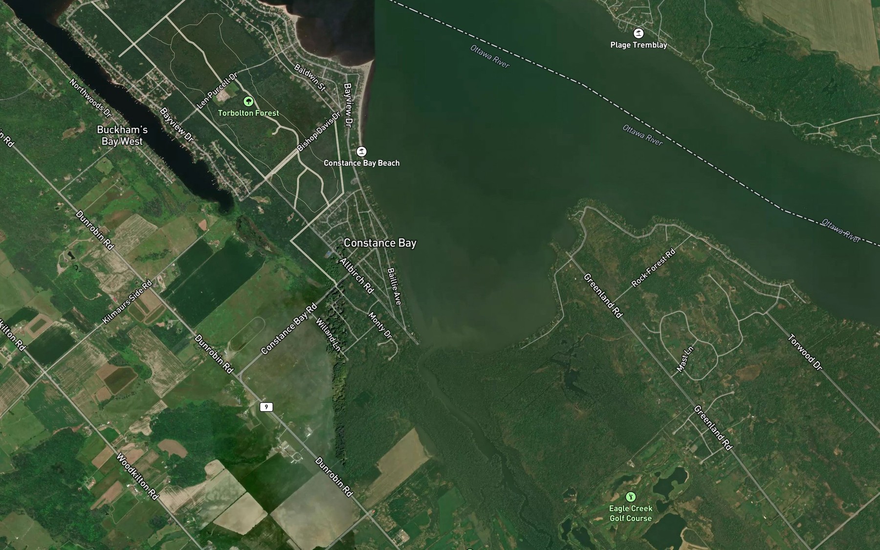 Satellite map of the Constance Bay