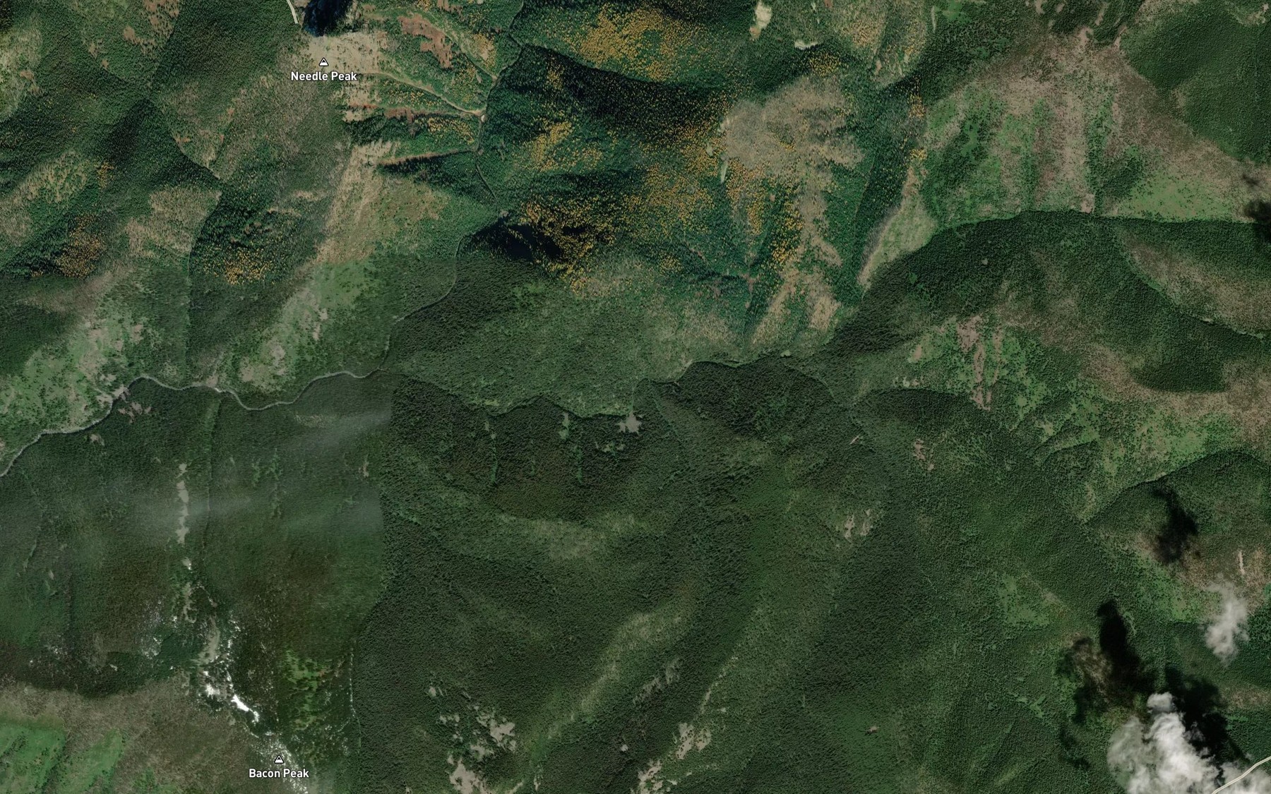 Satellite map of the Dump Creek