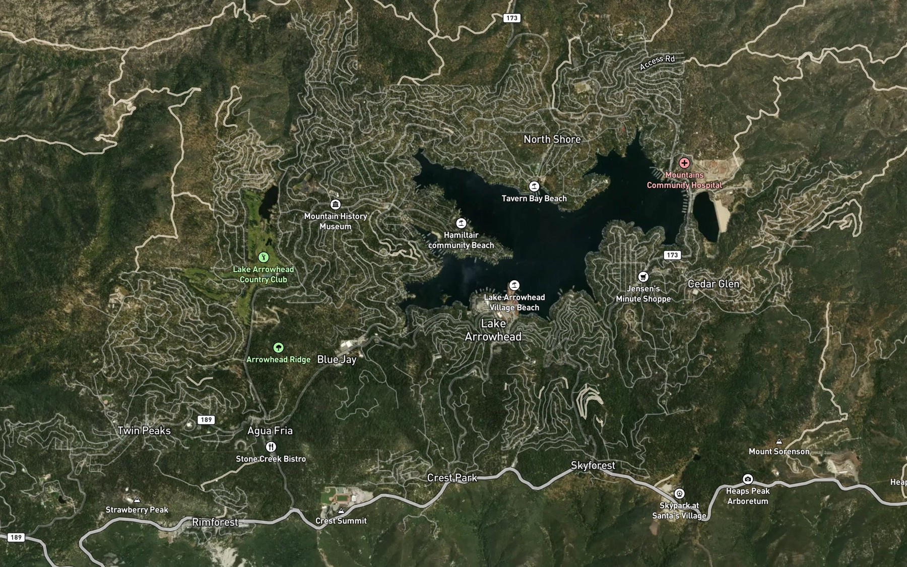 Satellite map of the Blue Jay Bay