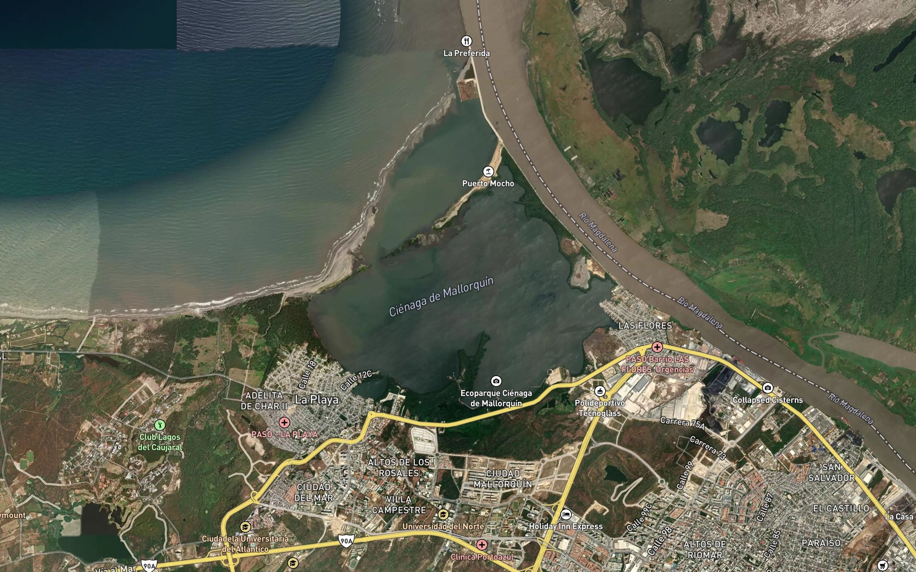 Satellite map of the Cienaga Mallorquin