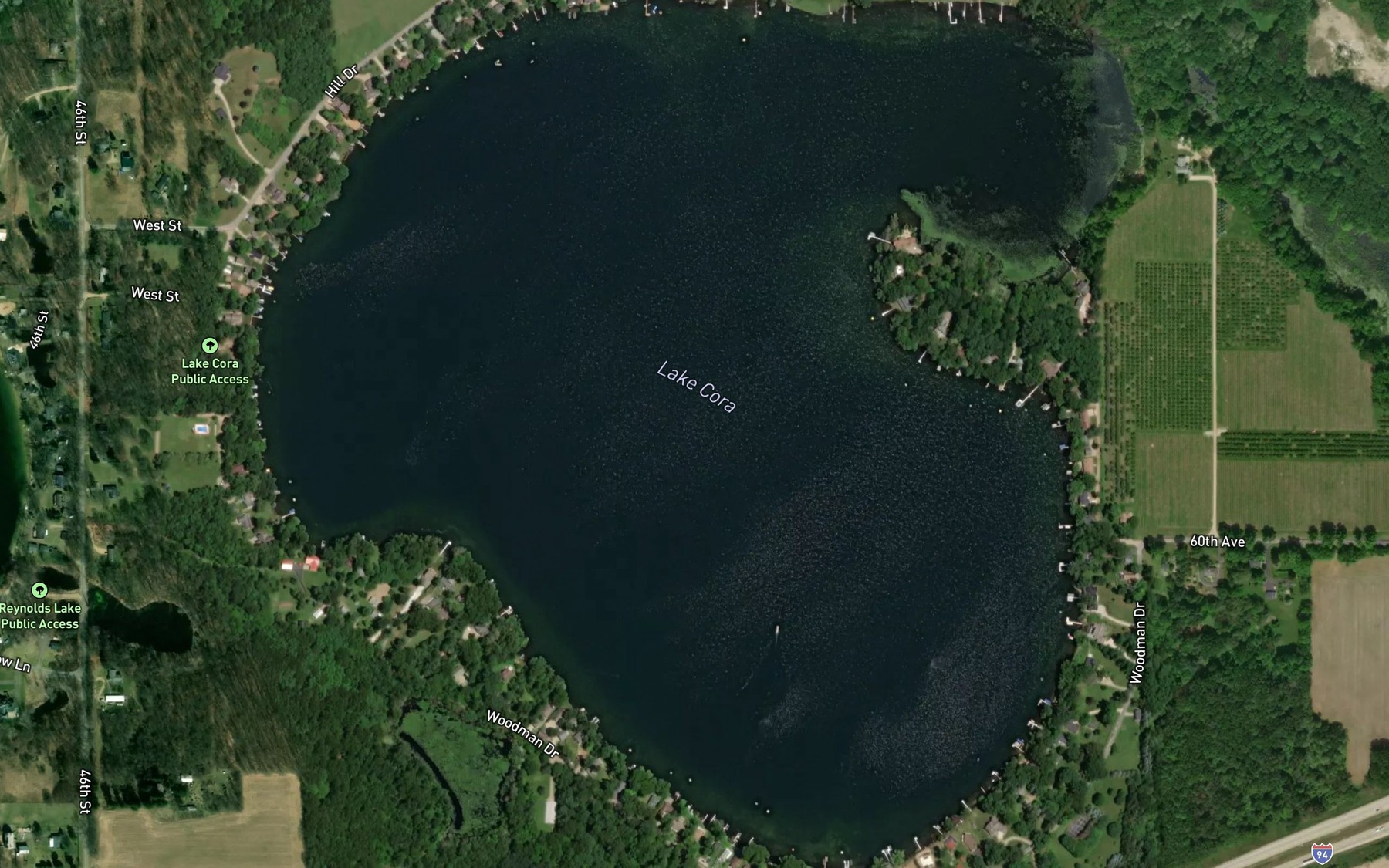 Satellite map of the Lake Cora