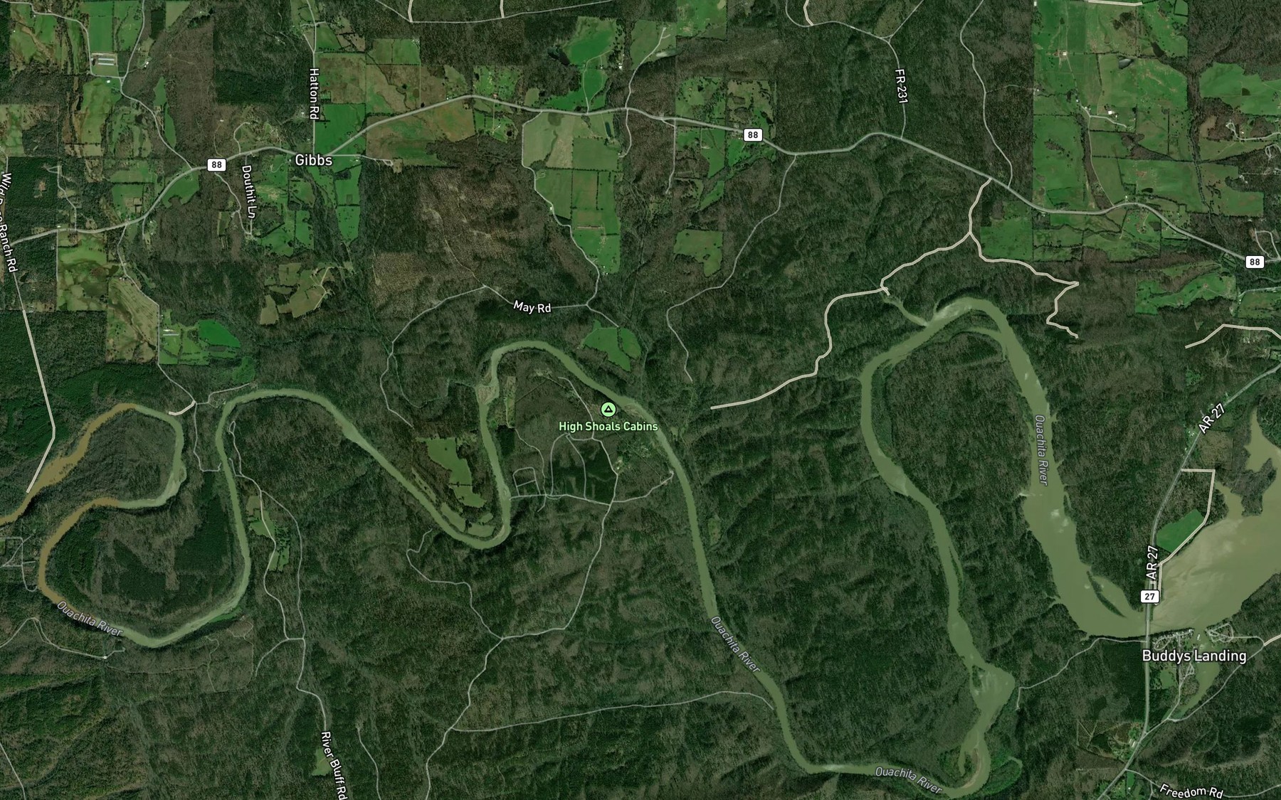 Satellite map of the Wheat Creek