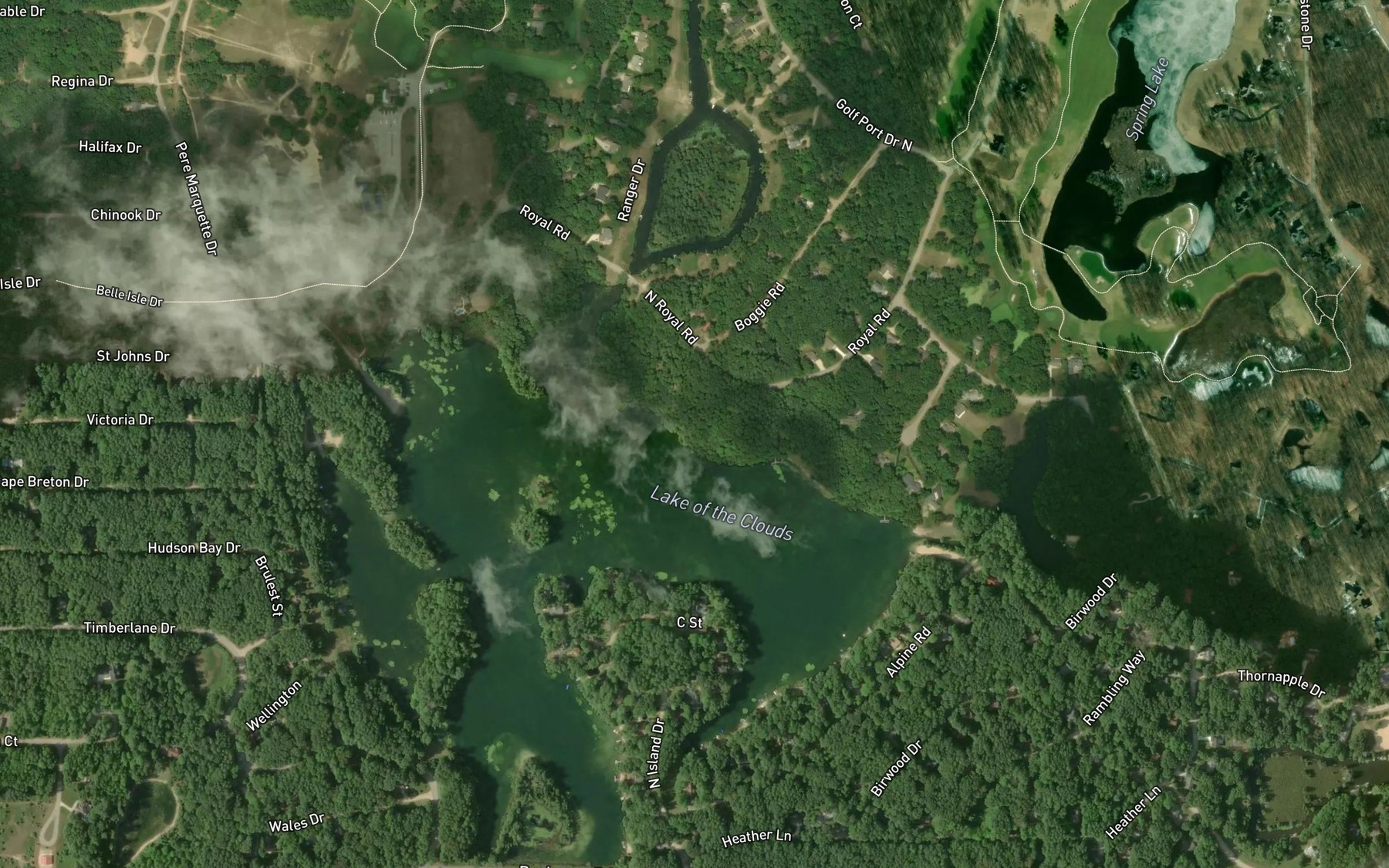 Satellite map of the Lake of the Clouds